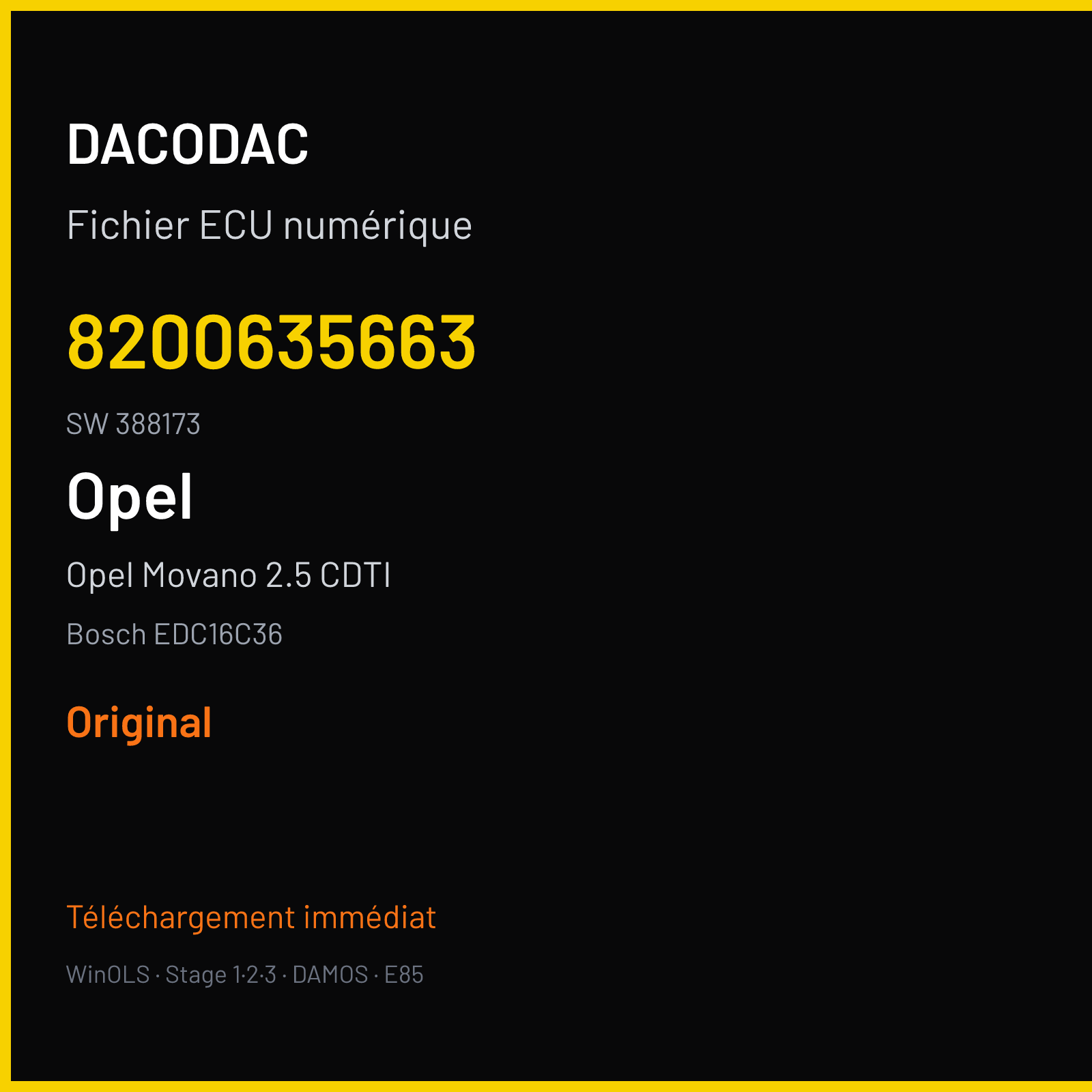 Opel Movano 2.5 CDTI (2008) — Bosch EDC16C36 — 8200635663 · 388173 — Original