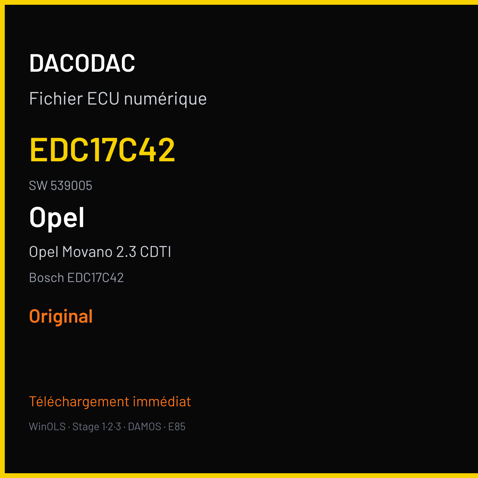 Opel Movano 2.3 CDTI (2014) — Bosch EDC17C42 — EDC17C42 · 539005 — Original