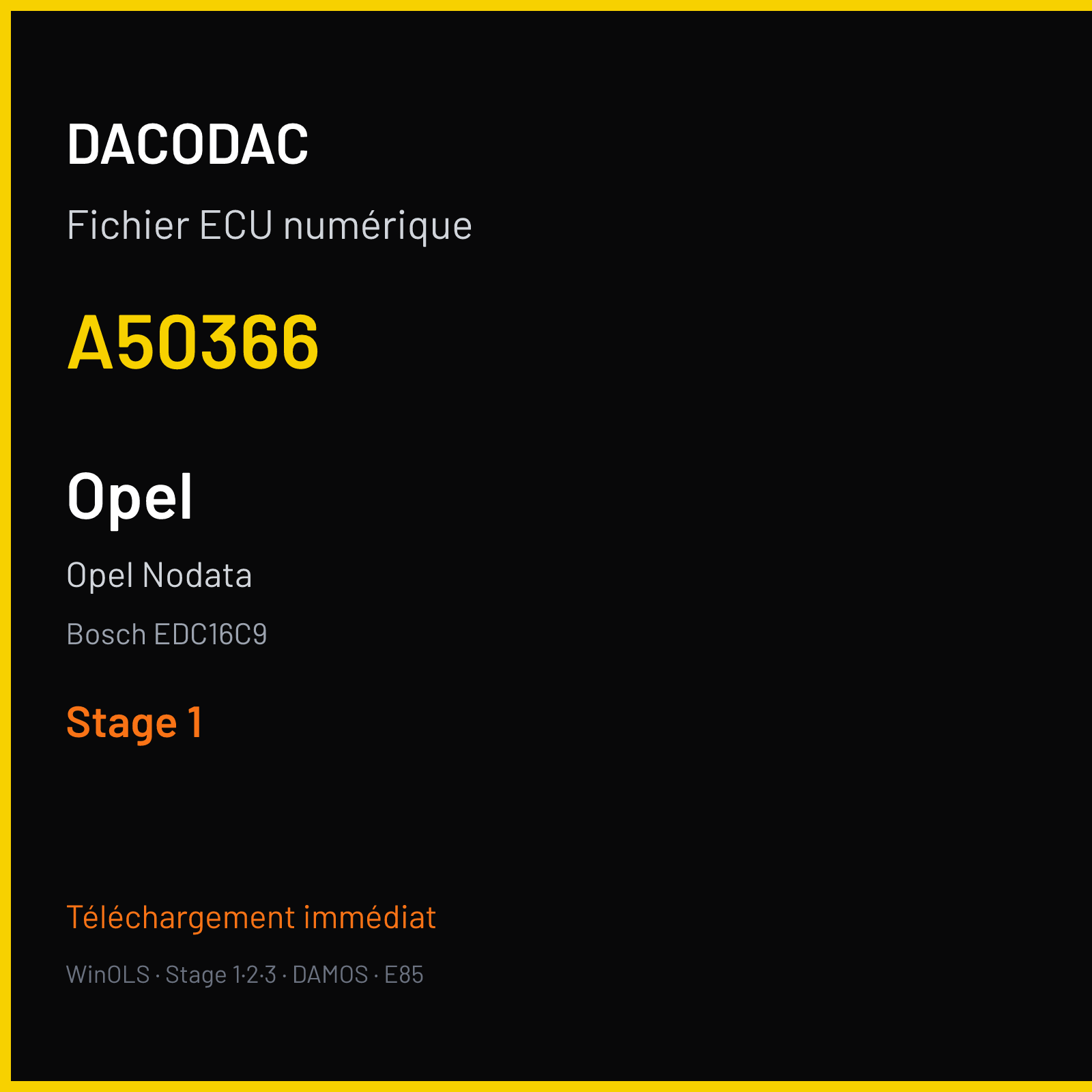 Opel Nodata — Bosch EDC16C9 — A50366 — Stage 1