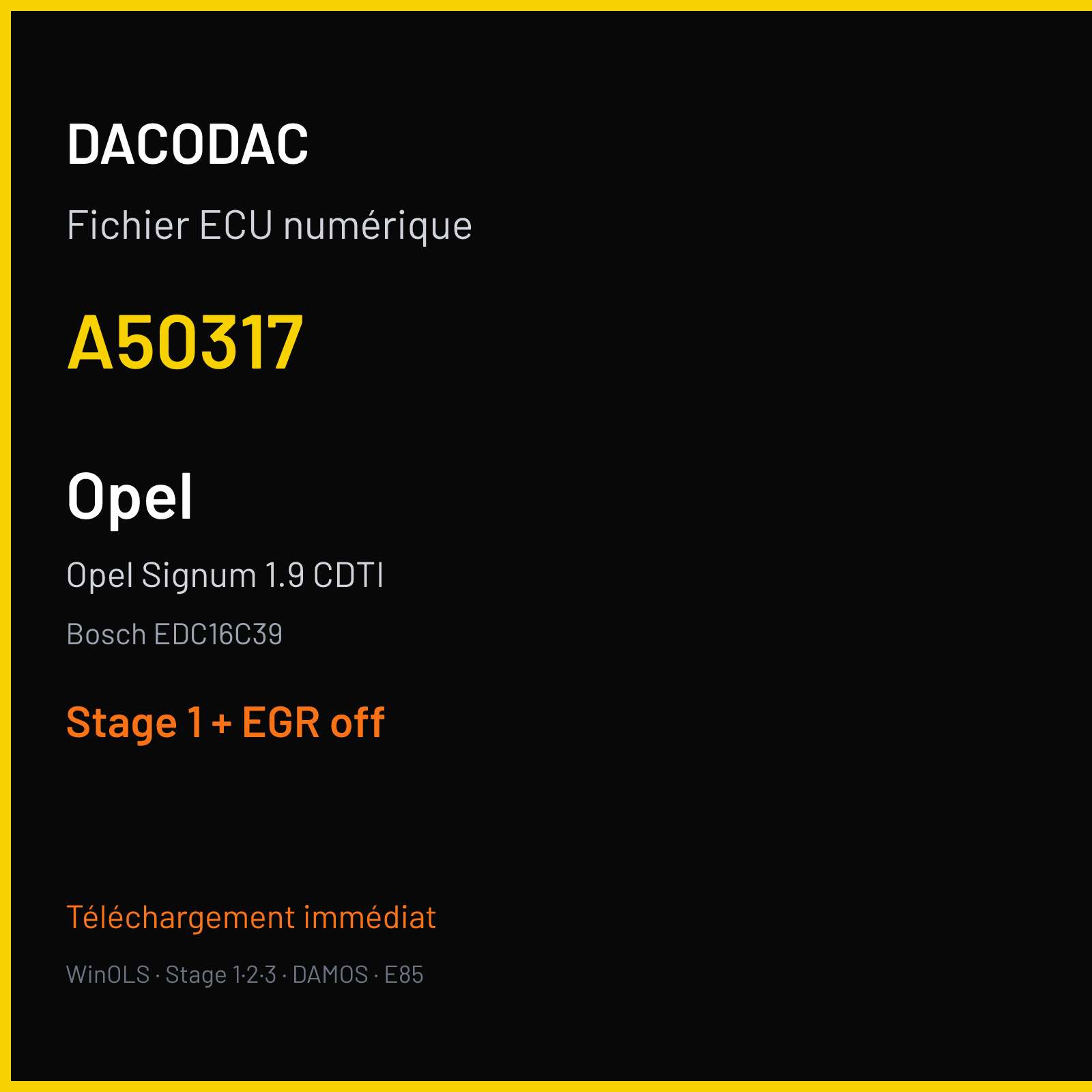 Opel Signum 1.9 CDTI (2004) — Bosch EDC16C39 — A50317 — Stage 1 + EGR off