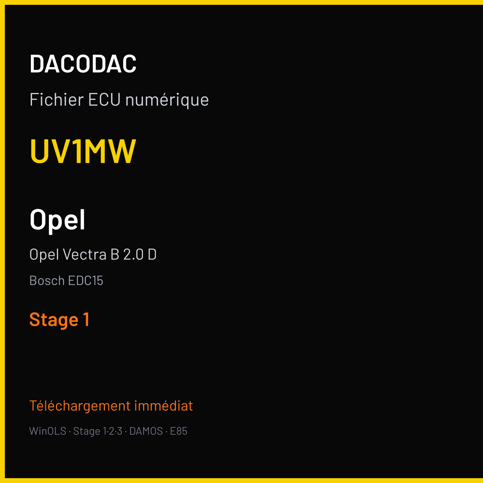 Opel Vectra B 2.0 D (1998) — Bosch EDC15 — UV1MW — Stage 1