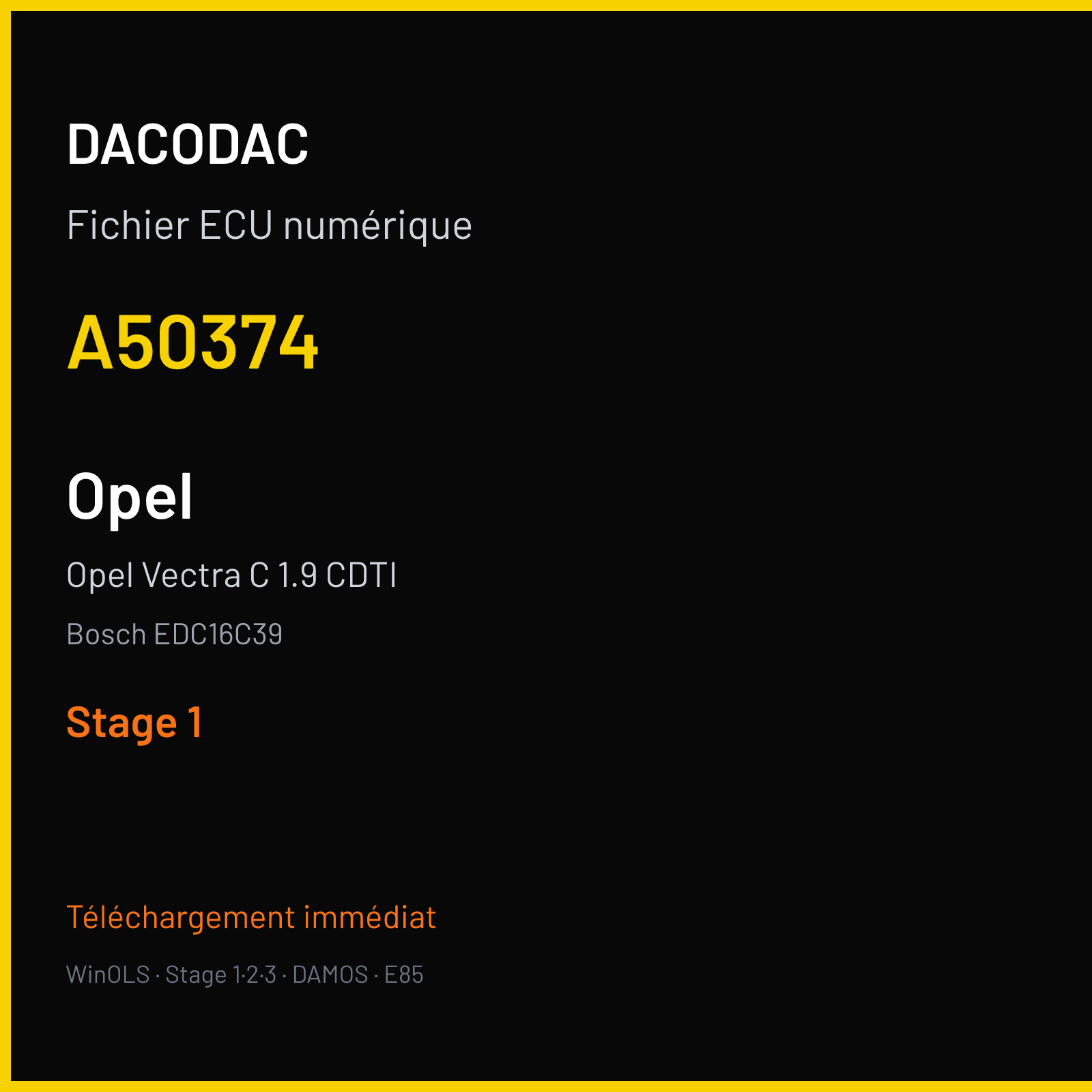 Opel Vectra C 1.9 CDTI (2006) — Bosch EDC16C39 — A50374 — Stage 1