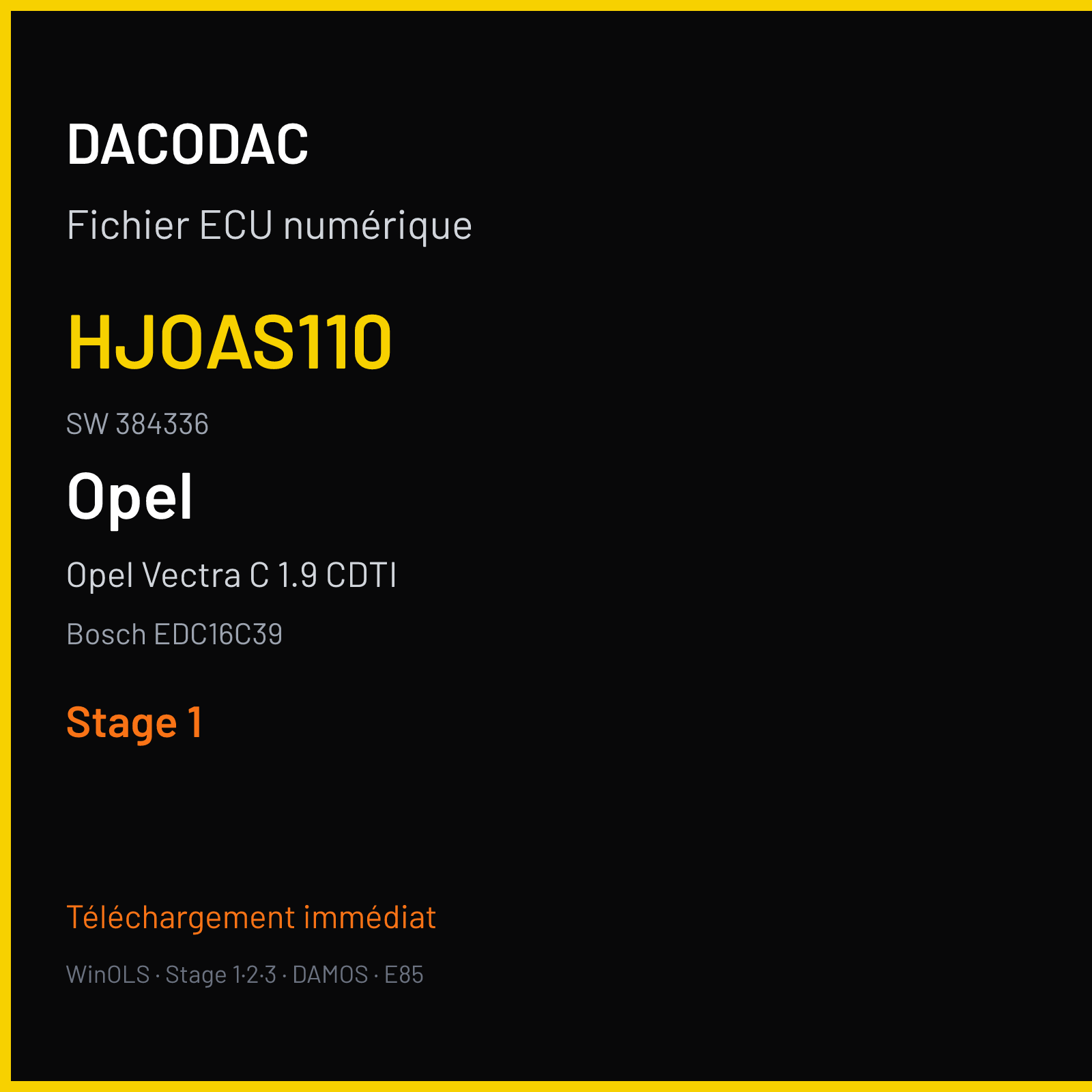Opel Vectra C 1.9 CDTI (2005) — Bosch EDC16C39 — HJOAS110 · 384336 — Stage 1