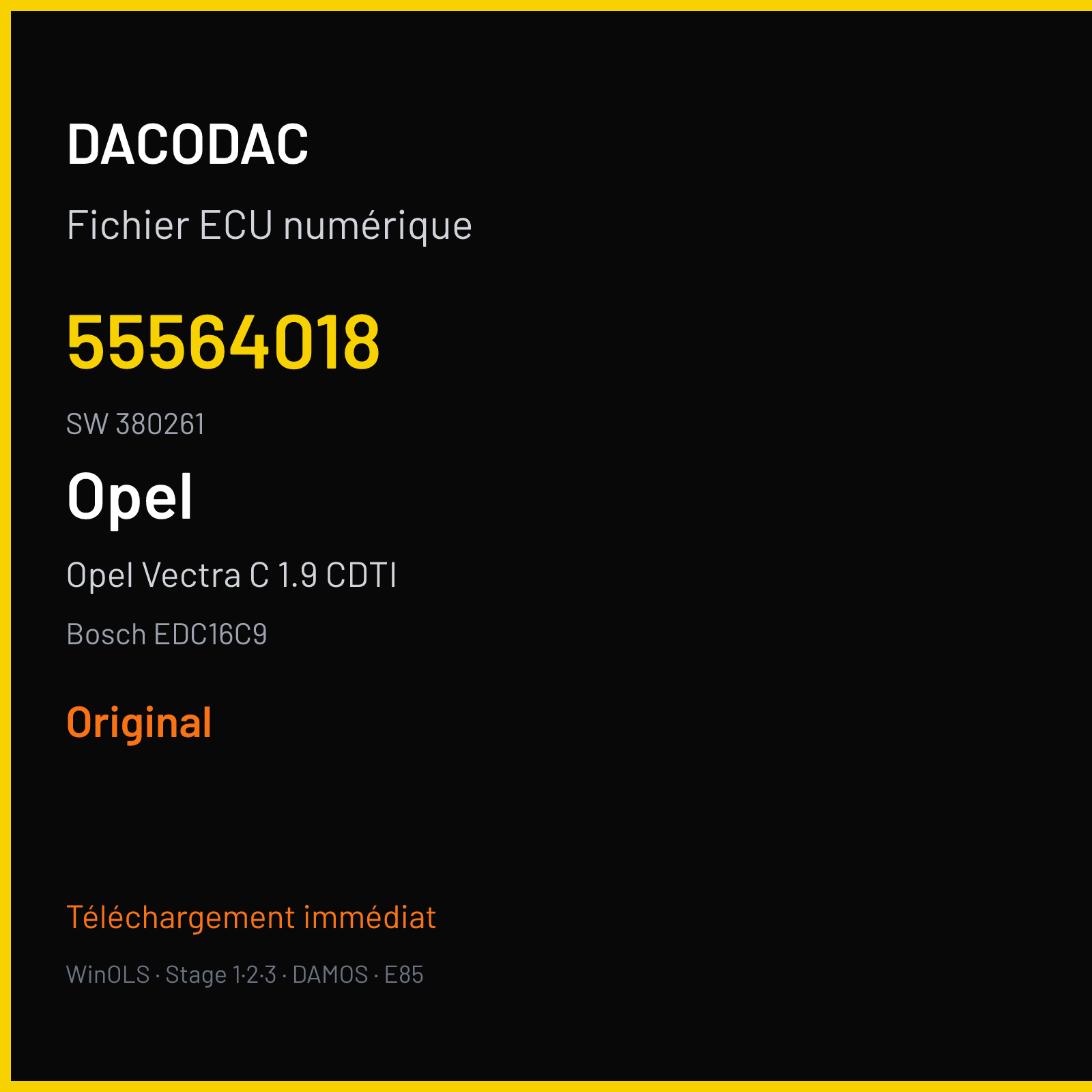 Opel Vectra C 1.9 CDTI (2002) — Bosch EDC16C9 — 55564018 · 380261 — Original