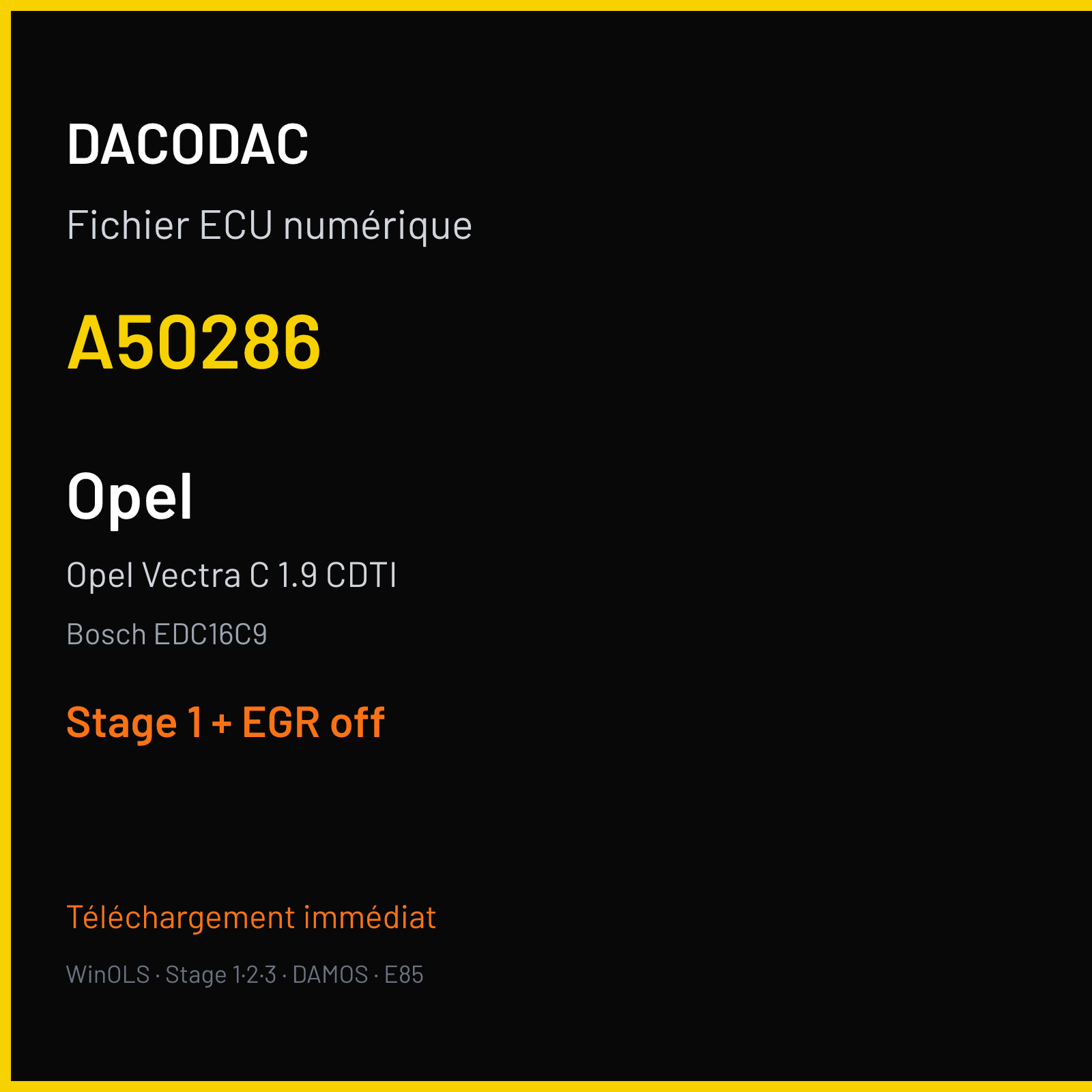 Opel Vectra C 1.9 CDTI — Bosch EDC16C9 — A50286 — Stage 1 + EGR off