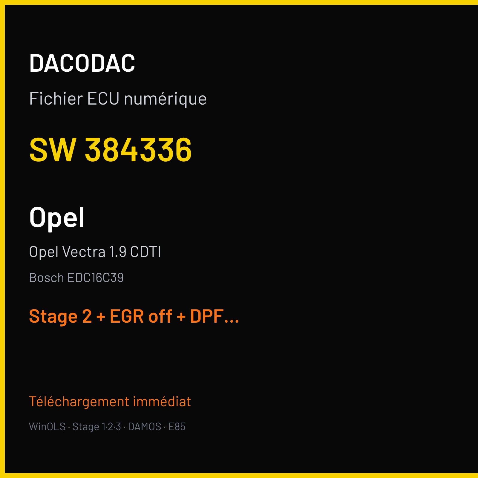 Opel Vectra 1.9 CDTI — Bosch EDC16C39 — 384336 — Stage 2 + EGR off + DPF off