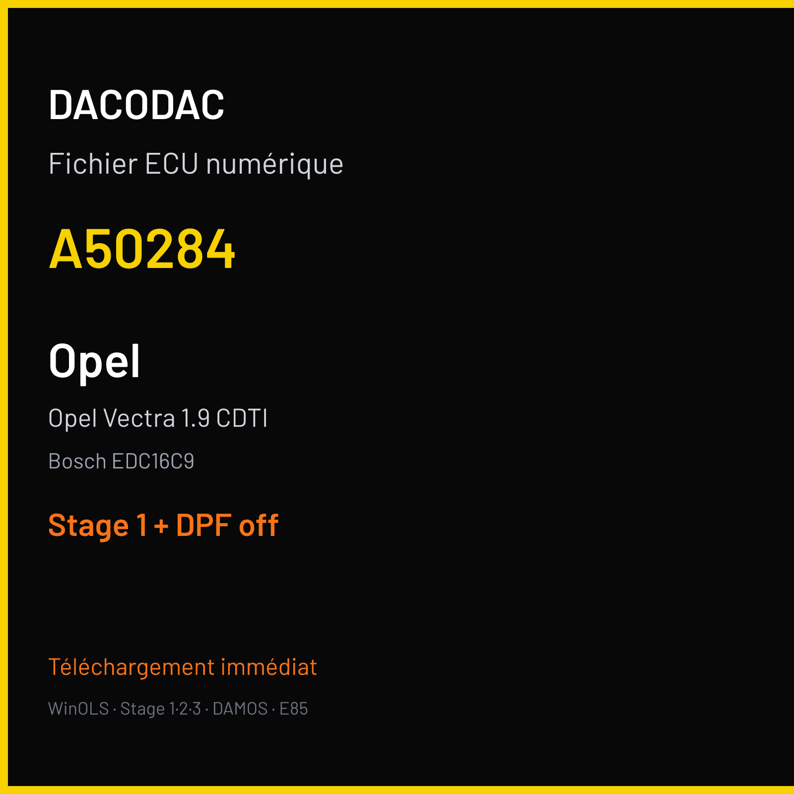 Opel Vectra 1.9 CDTI (2006) — Bosch EDC16C9 — A50284 — Stage 1 + DPF off