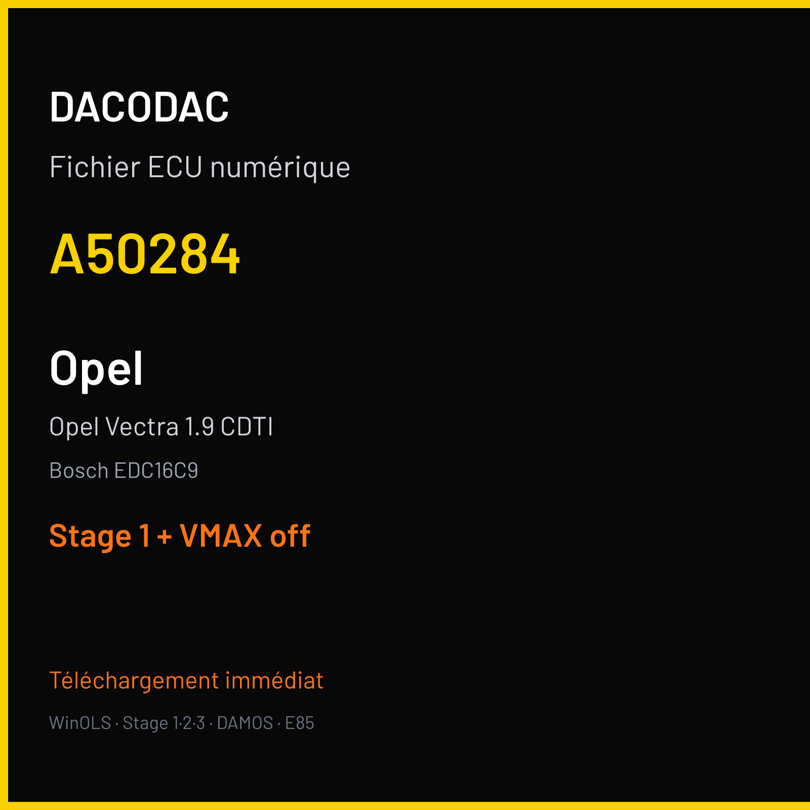 Opel Vectra 1.9 CDTI (2006) — Bosch EDC16C9 — A50284 — Stage 1 + VMAX off
