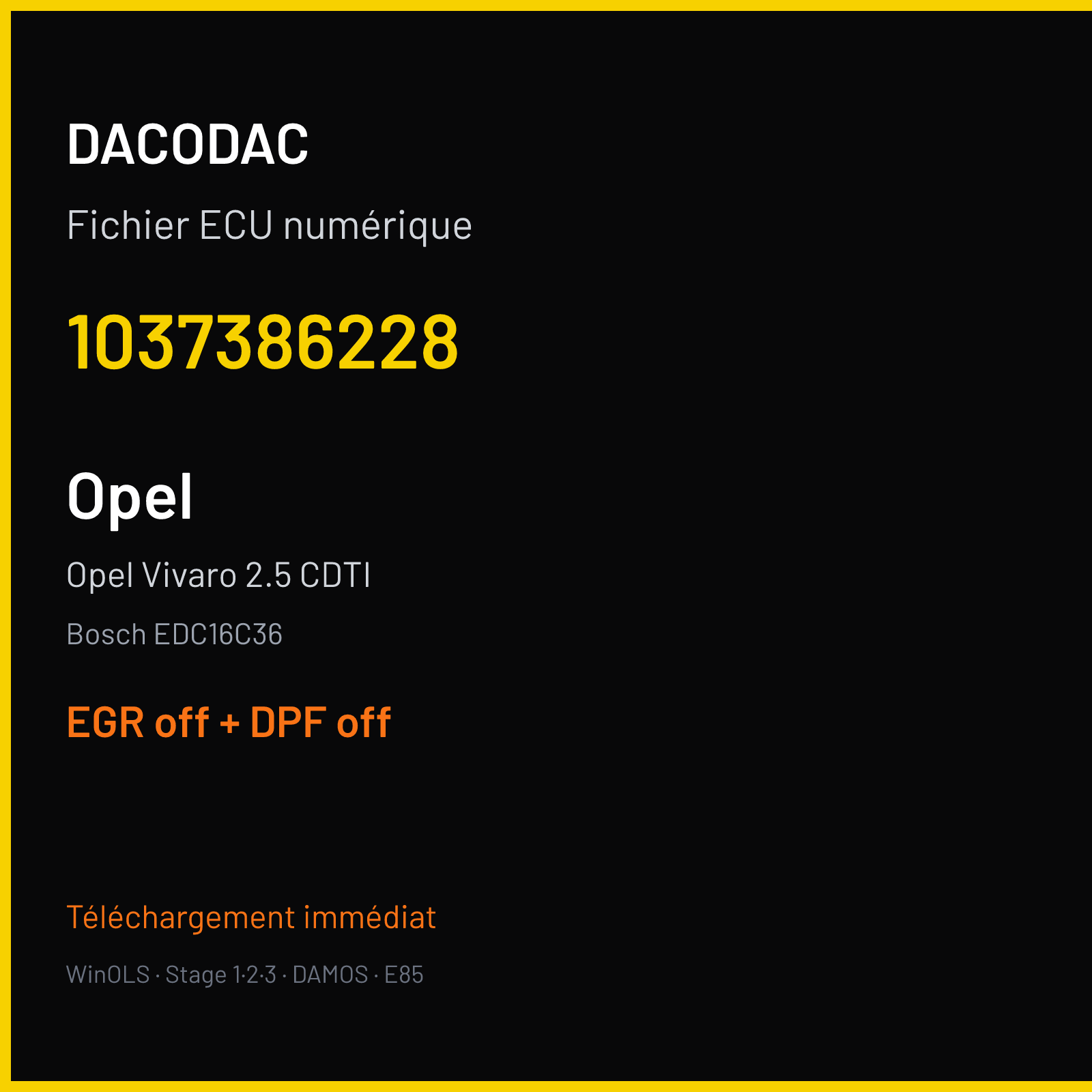 Opel Vivaro 2.5 CDTI (2008) — Bosch EDC16C36 — 1037386228 — EGR off + DPF off