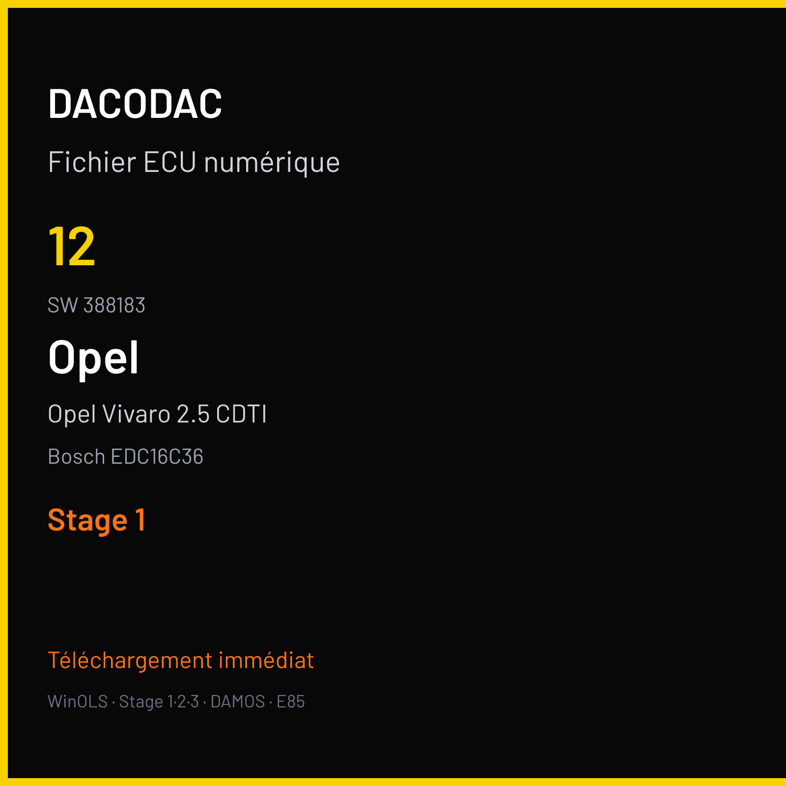 Opel Vivaro 2.5 CDTI (2008) — Bosch EDC16C36 — 12 · 388183 — Stage 1