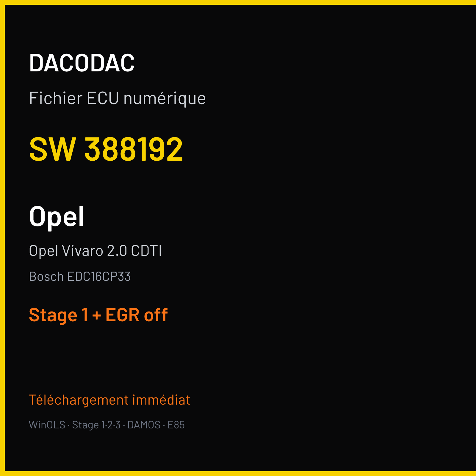 Opel Vivaro 2.0 CDTI (2008) — Bosch EDC16CP33 — 388192 — Stage 1 + EGR off