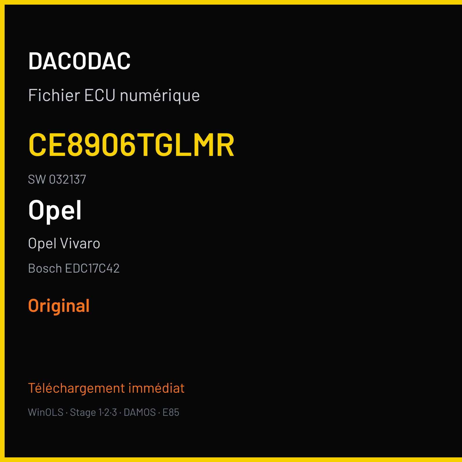 Opel Vivaro (2017) — Bosch EDC17C42 — CE8906TGLMR · 032137 — Original