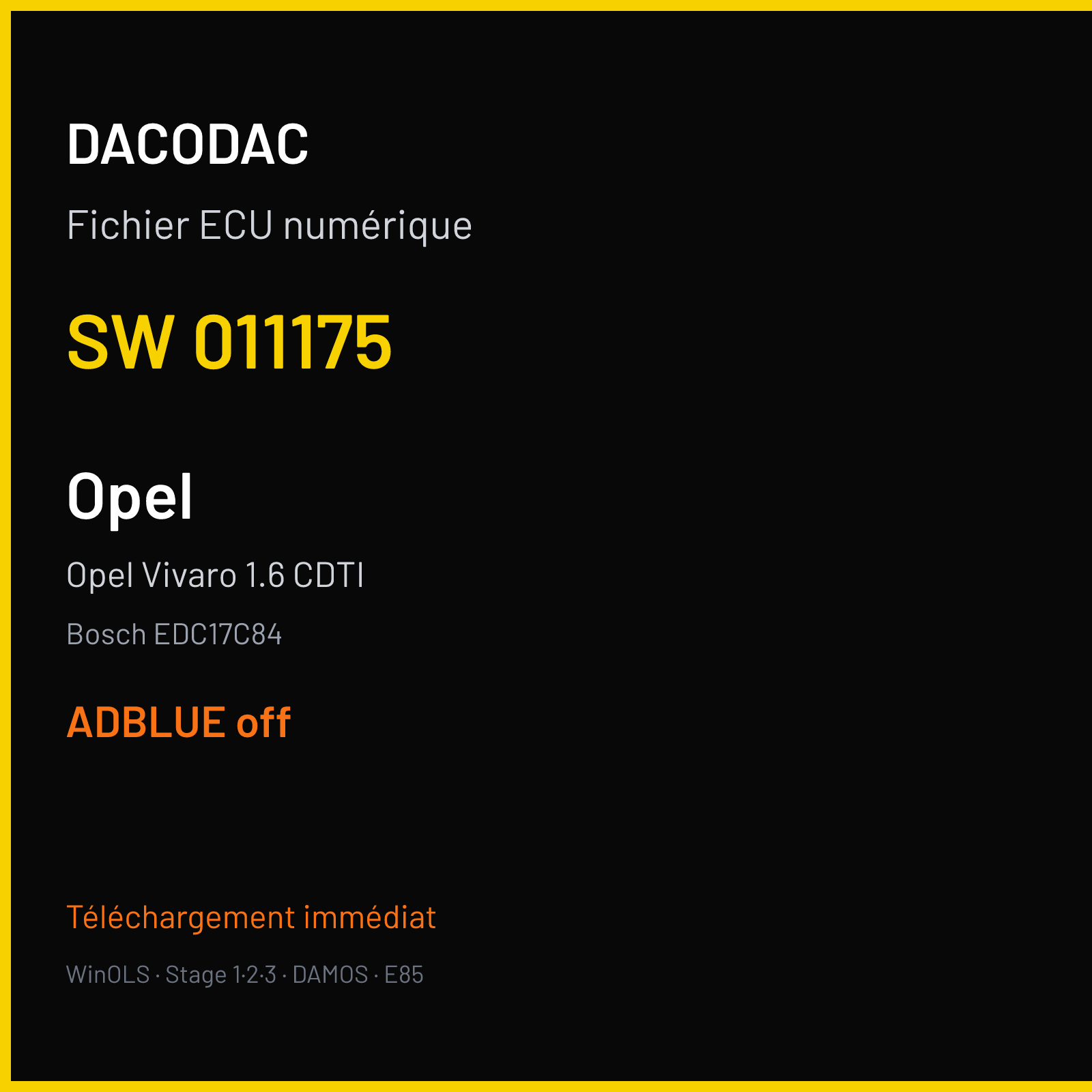 Opel Vivaro 1.6 CDTI (2016) — Bosch EDC17C84 — 011175 — ADBLUE off