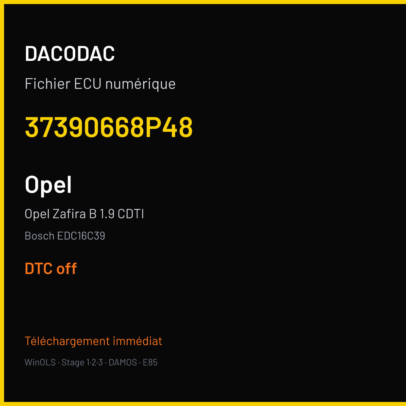 Opel Zafira B 1.9 CDTI (2007) — Bosch EDC16C39 — 37390668P48 — DTC off