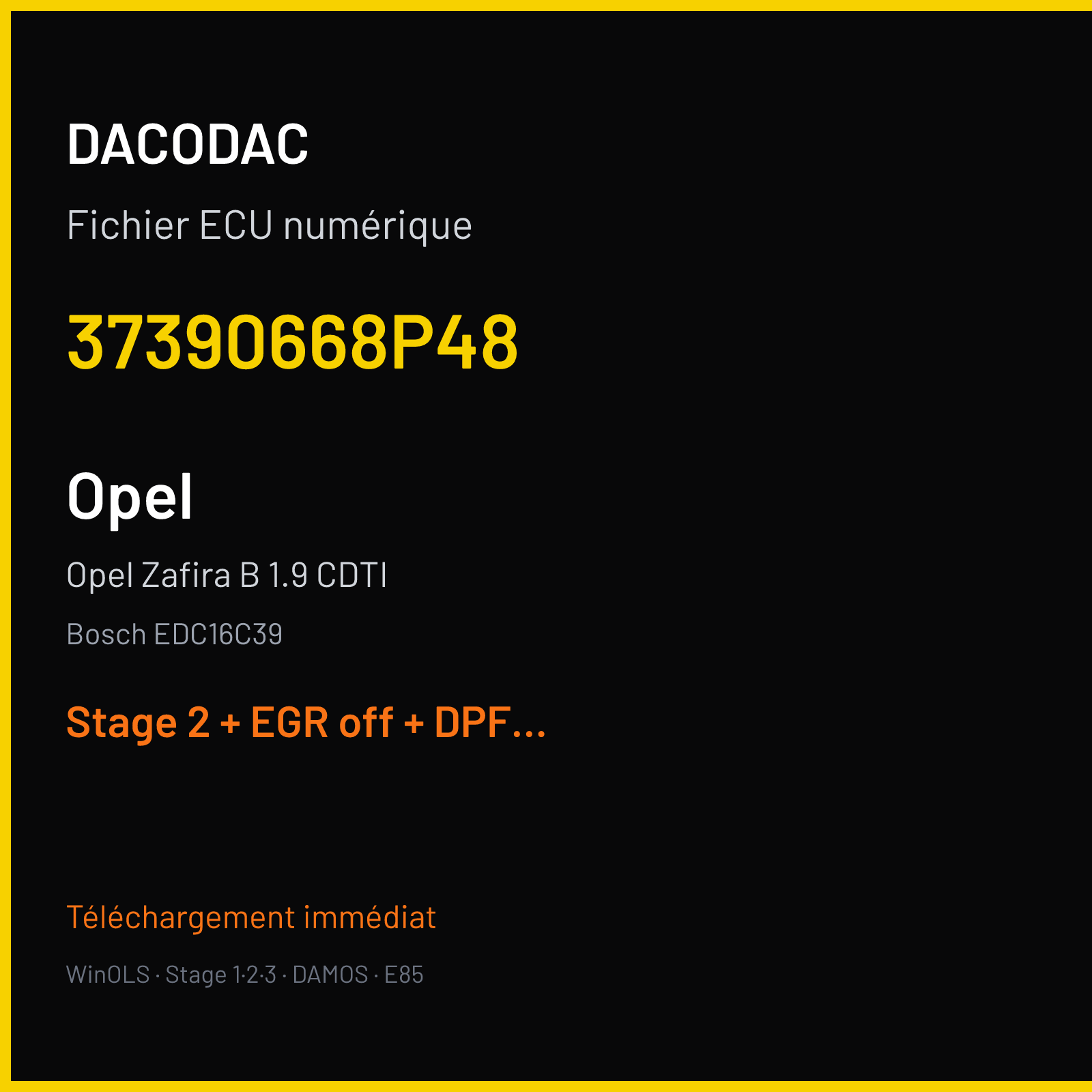 Opel Zafira B 1.9 CDTI (2006) — Bosch EDC16C39 — 37390668P48 — Stage 2 + EGR off + DPF off + VMAX off