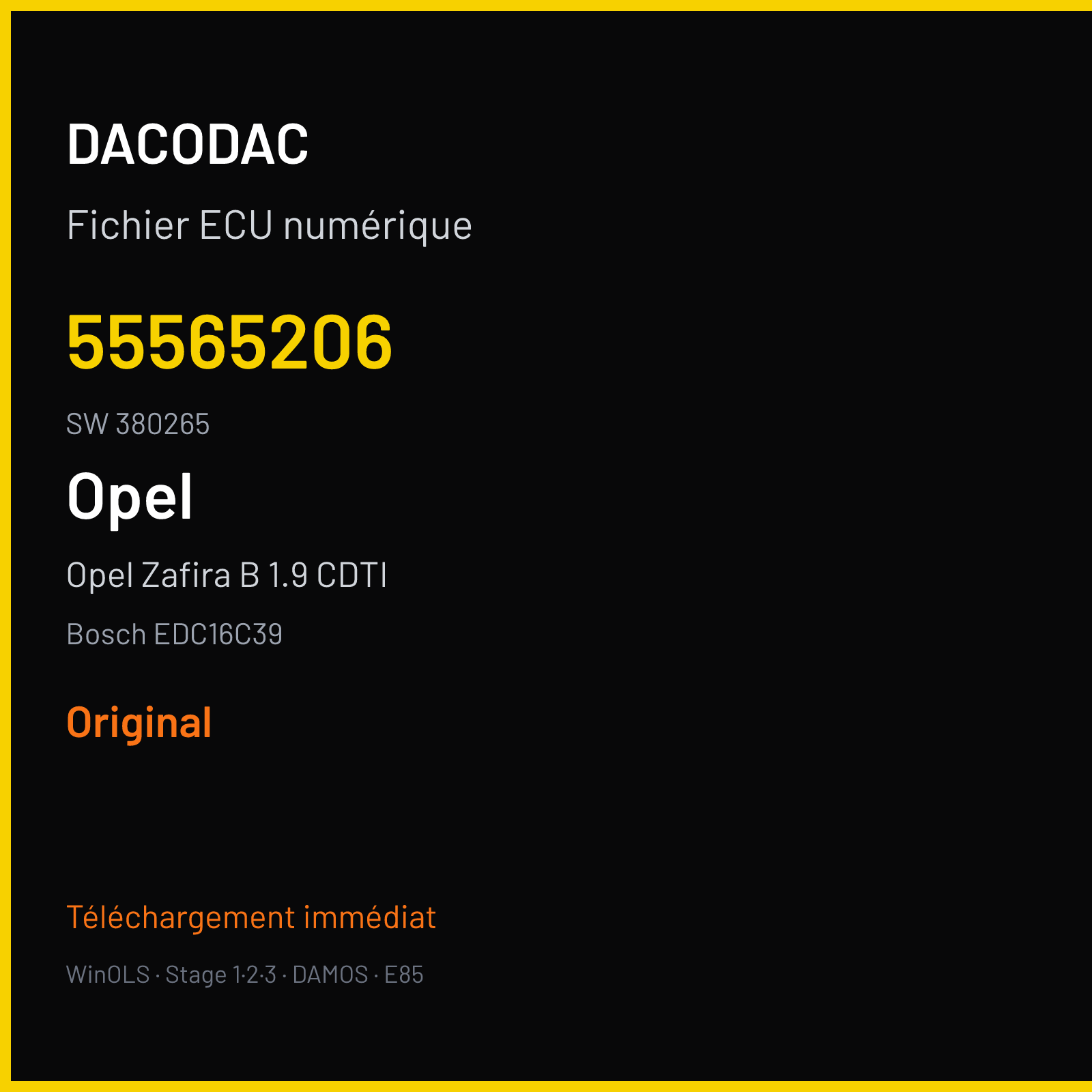 Opel Zafira B 1.9 CDTI (2008) — Bosch EDC16C39 — 55565206 · 380265 — Original