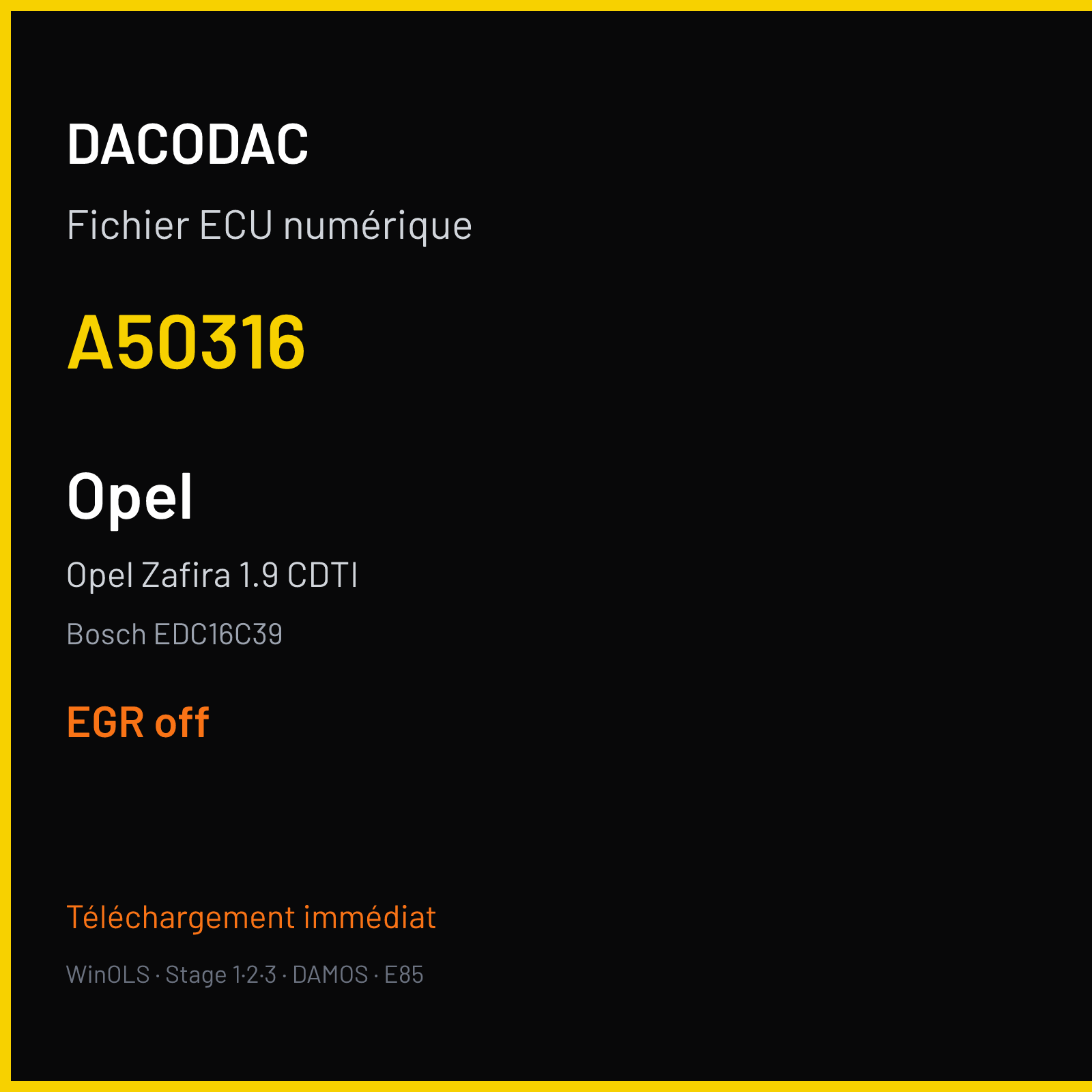 Opel Zafira 1.9 CDTI — Bosch EDC16C39 — A50316 — EGR off