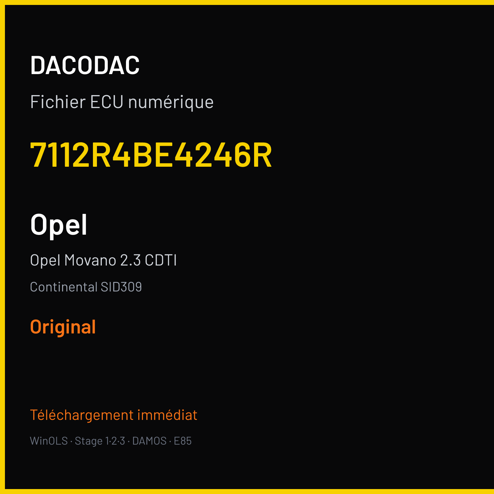 Opel Movano 2.3 CDTI (2016) — Continental SID309 — 7112R4BE4246R — Original