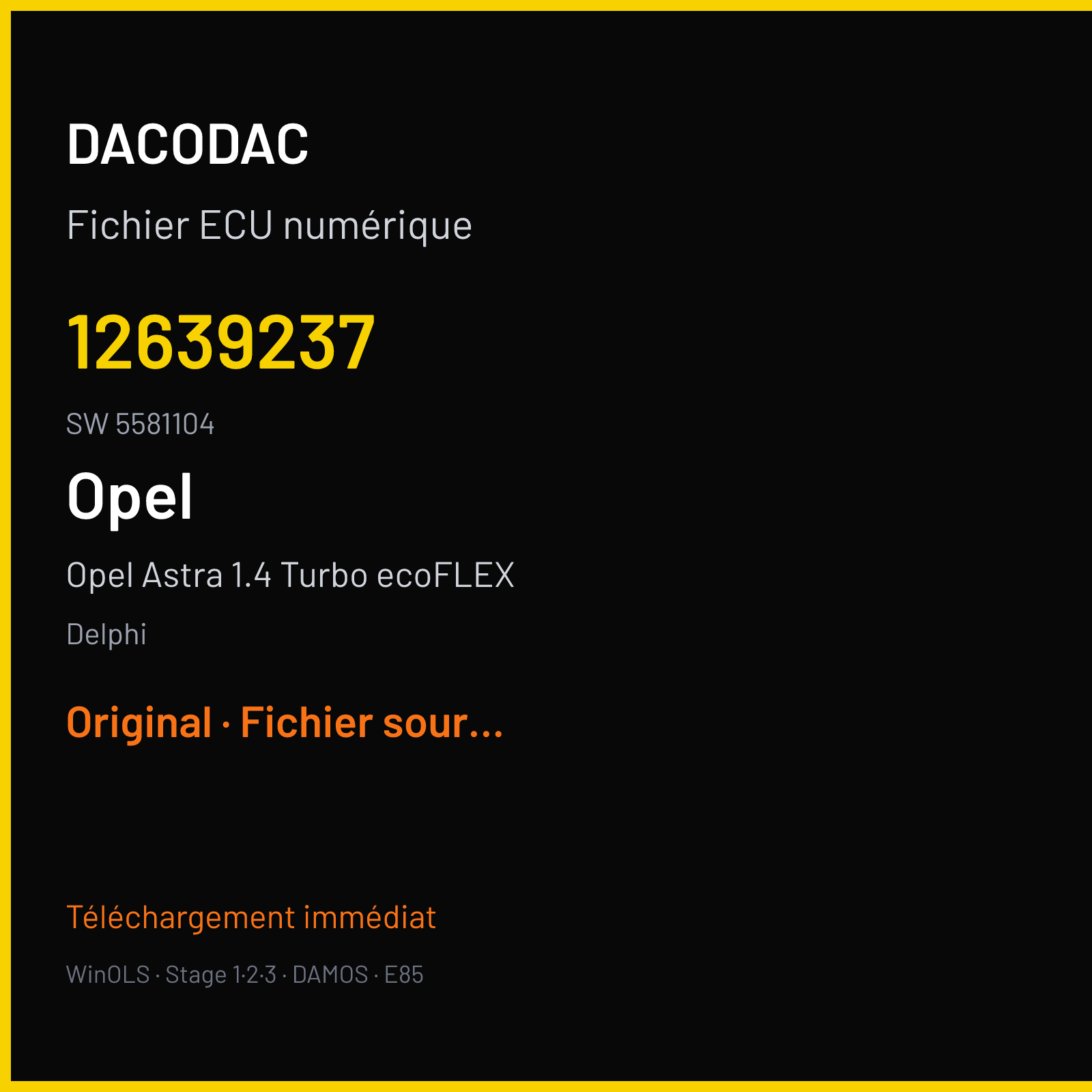 Opel Astra 1.4 Turbo ecoFLEX 140 ch (2012) — Delphi — 12639237 · 5581104 · 12644082 E78 — Original