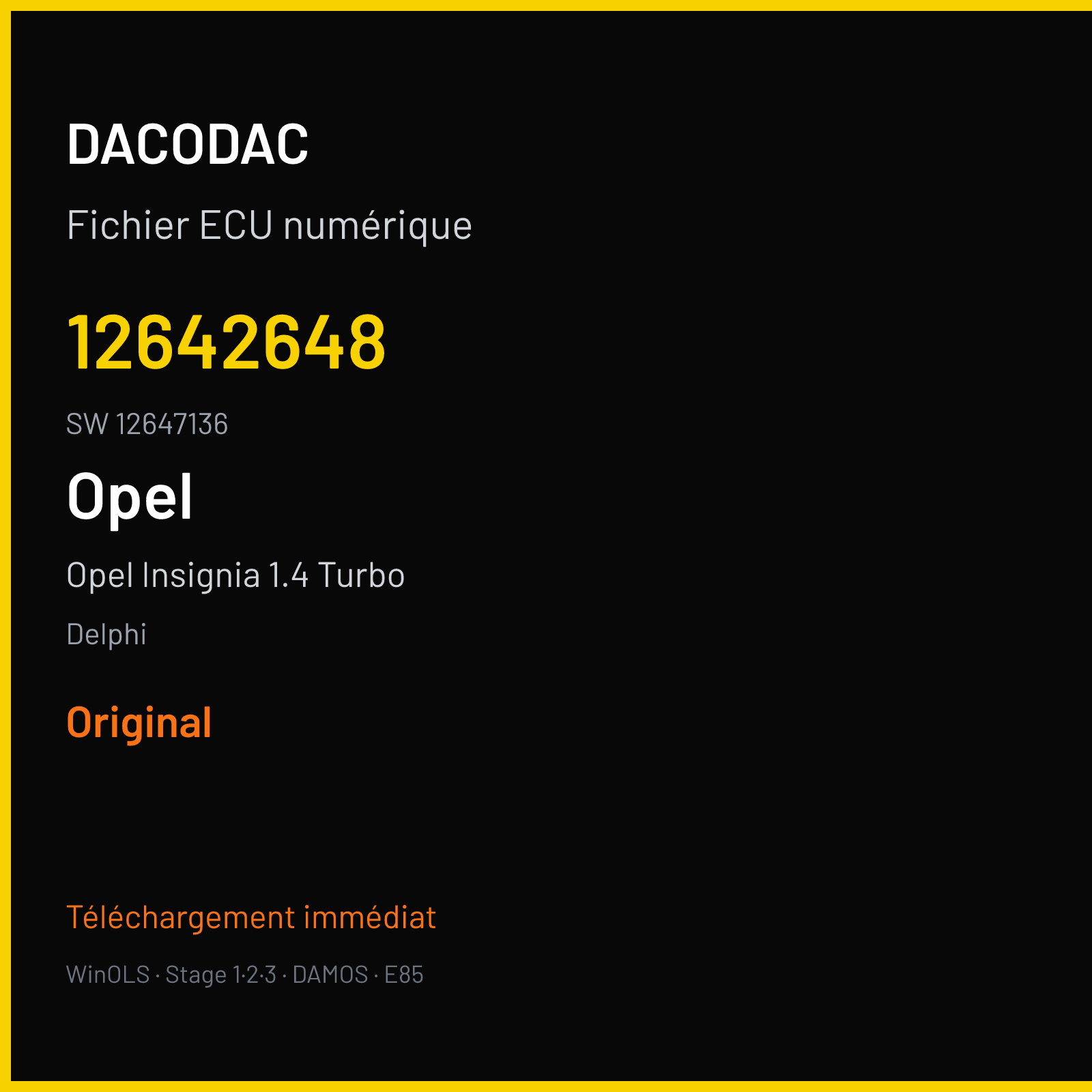 Opel Insignia 1.4 Turbo 140 ch (2012) — Delphi — 12642648 · 12647136 · E78 — Original