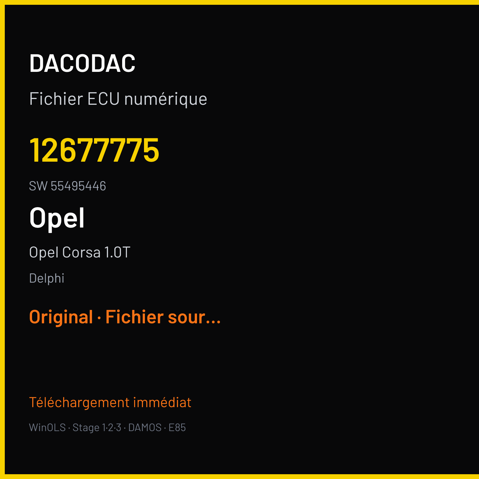Opel Corsa 1.0T 95 ch (2018) — Delphi — 12677775 · 55495446 · 12653681 — Original