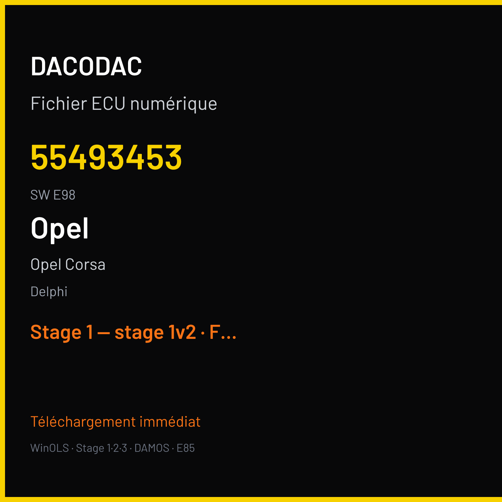 Opel Corsa (2016) — Delphi — 55493453 · E98 — Stage 1 — stage 1v2