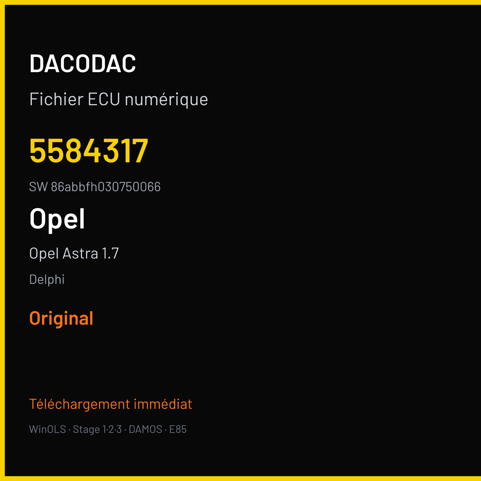 Opel Astra 1.7 110 ch (2013) — Delphi — 5584317 · 86abbfh030750066 · 55591541 ac delco 87 — Original