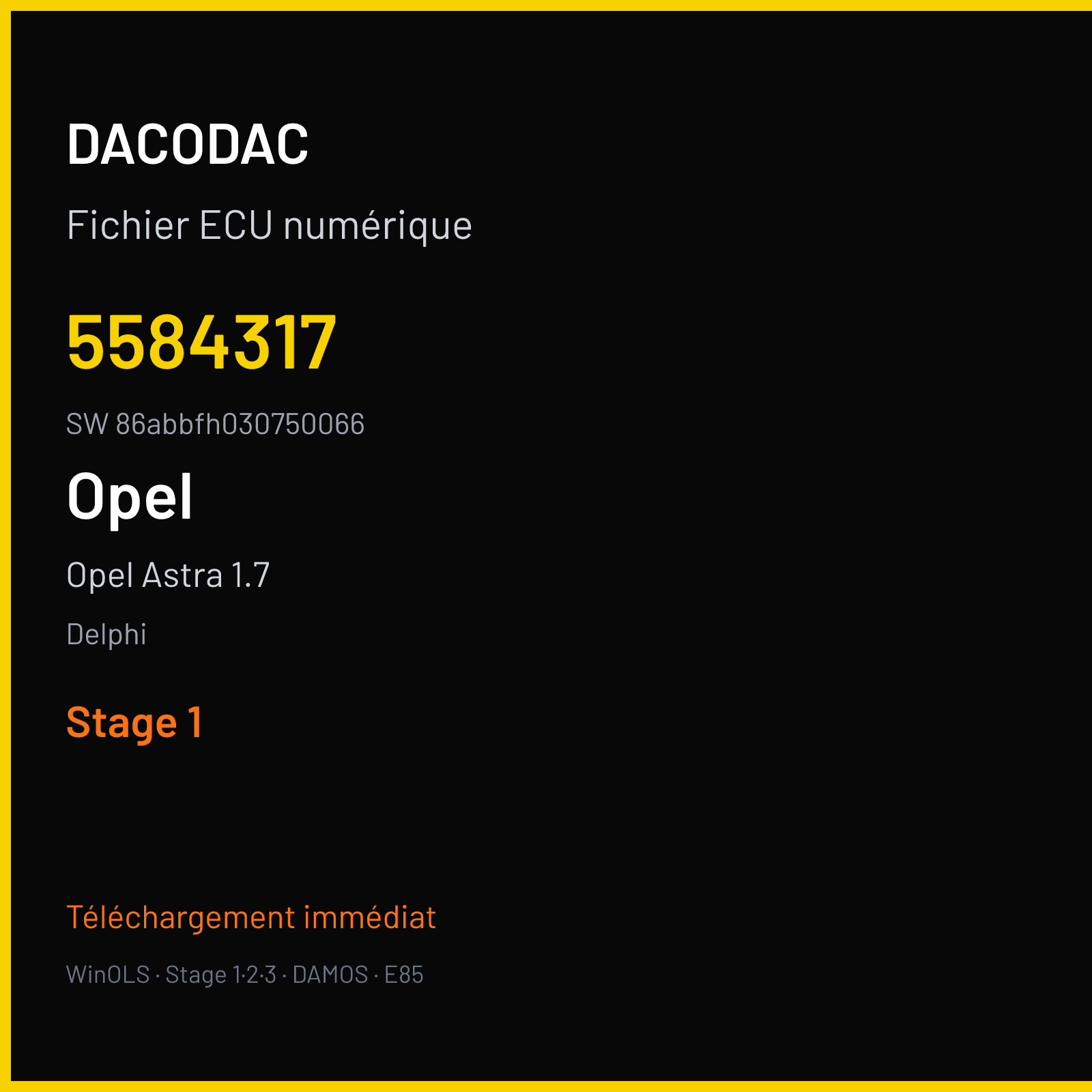Opel Astra 1.7 110 ch (2013) — Delphi — 5584317 · 86abbfh030750066 · 55591541 ac delco 87 — Stage 1