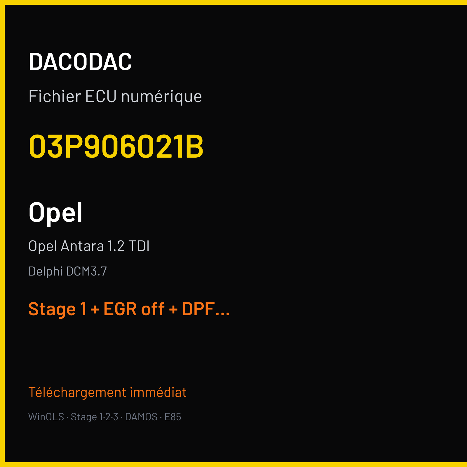 Opel Antara 1.2 TDI (2014) — Delphi DCM3.7 — 03P906021B — Stage 1 + EGR off + DPF off