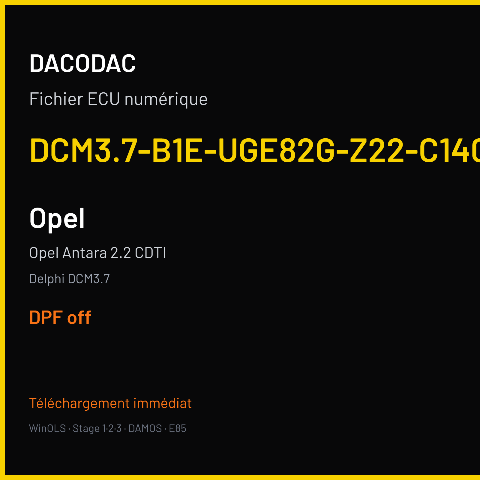 Opel Antara 2.2 CDTI (2012) — Delphi DCM3.7 — DCM3.7-B1E-UGE82G-Z22-C140-M4-118-N-DE-P-A-110826 — DPF off