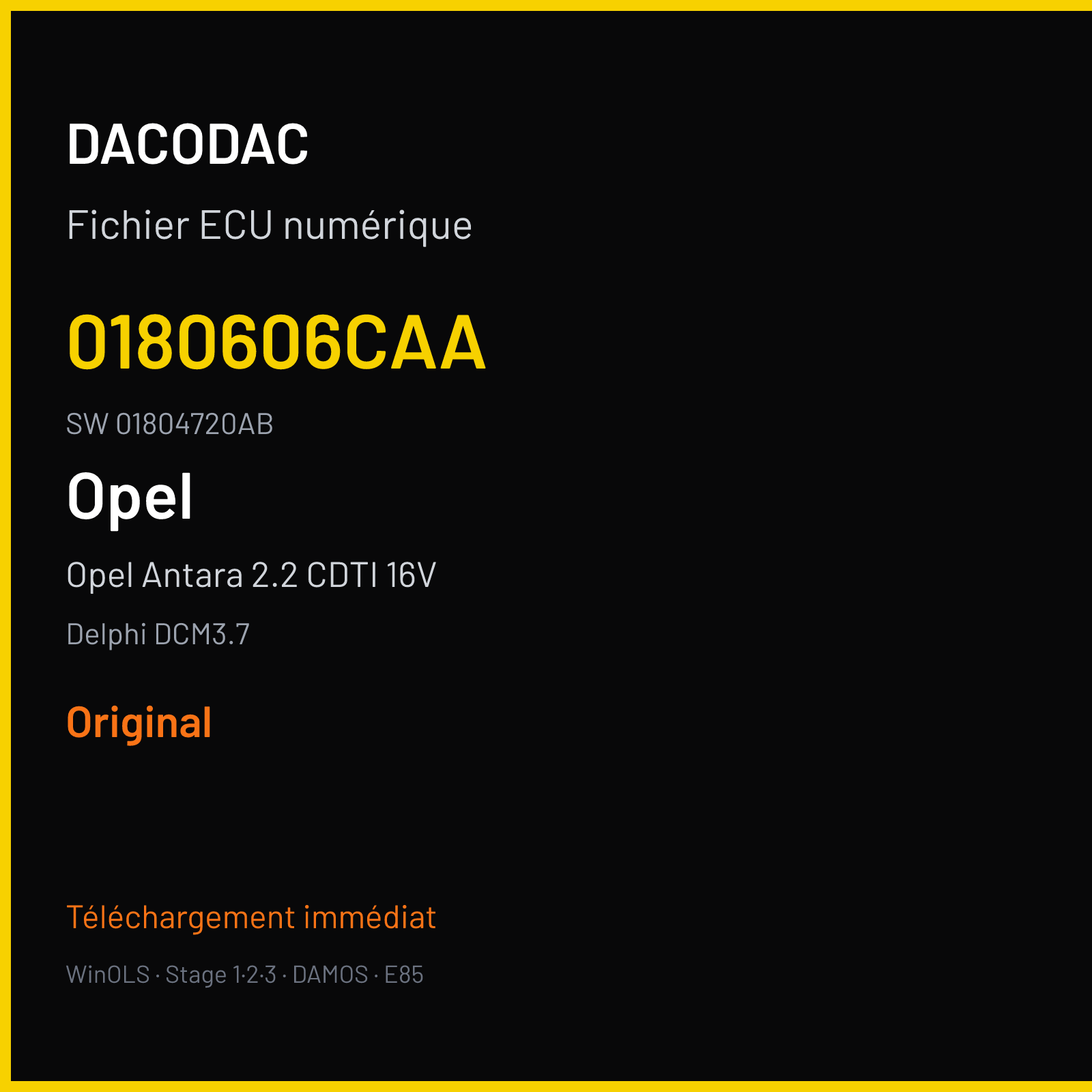 Opel Antara 2.2 CDTI 16V 184 ch (2013) — Delphi DCM3.7 — 0180606CAA · 01804720AB · DCM3.7-B1E-UGD90P-Z22L-C140S-13EU-A4-G-D130814 — Original