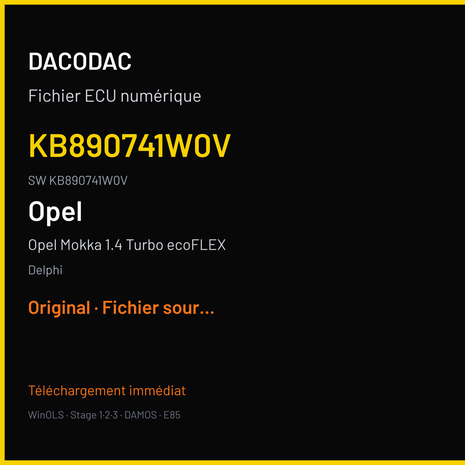 Opel Mokka 1.4 Turbo ecoFLEX 140 ch (2019) — Delphi — KB890741W0V · KB890741W0V — Original