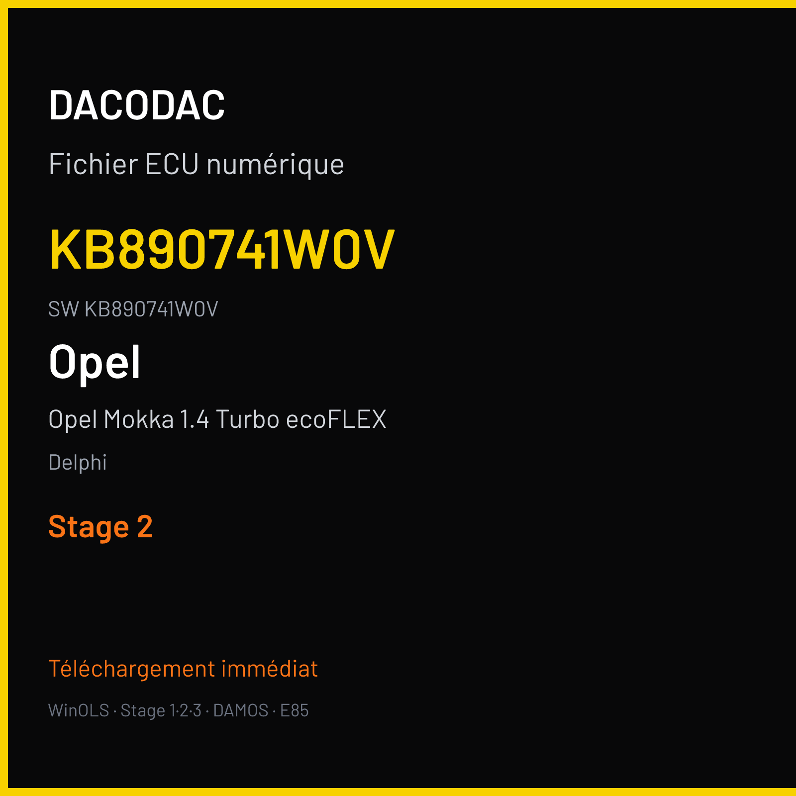 Opel Mokka 1.4 Turbo ecoFLEX 140 ch (2019) — Delphi — KB890741W0V · KB890741W0V · E78 — Stage 2