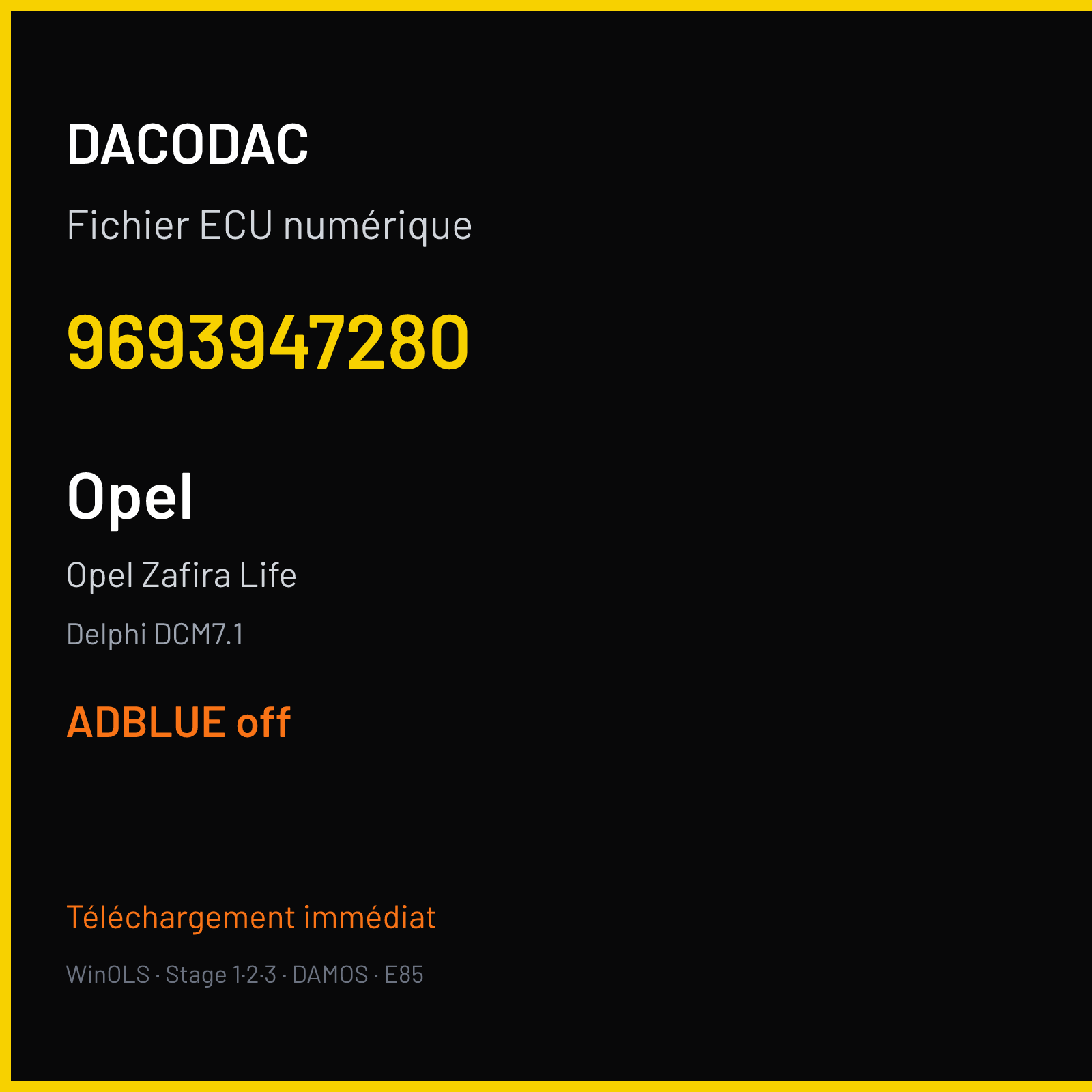 Opel Zafira Life (2020) — Delphi DCM7.1 — 9693947280 — ADBLUE off