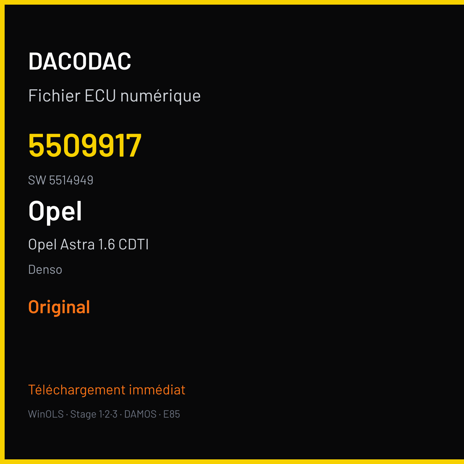 Opel Astra 1.6 CDTI 110 ch (2017) — Denso — 5509917 · 5514949 · 5514953 E98 — Original