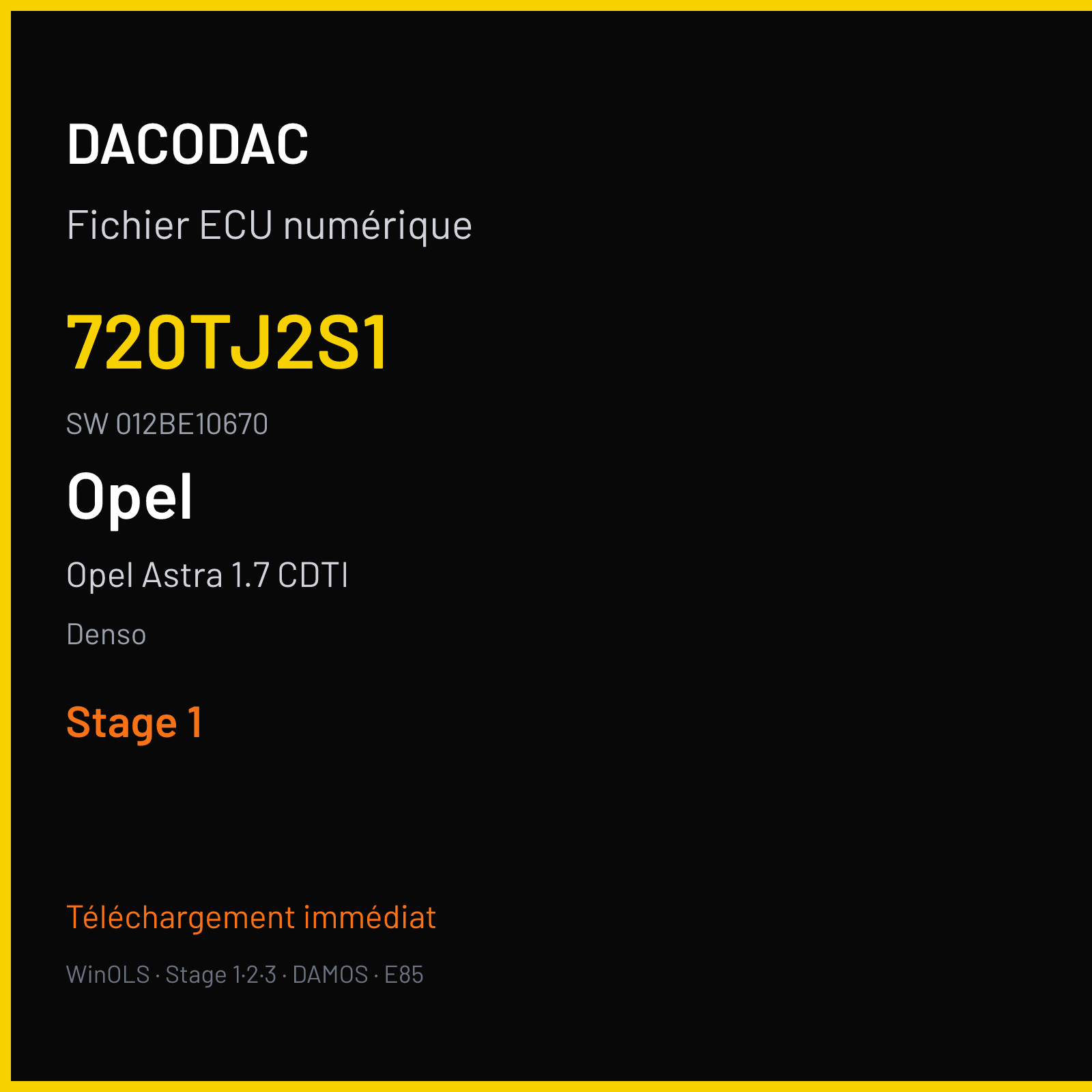 Opel Astra 1.7 CDTI 110 ch (2008) — Denso — 720TJ2S1 · 012BE10670 · AP42NCLAP20J SH7058 — Stage 1