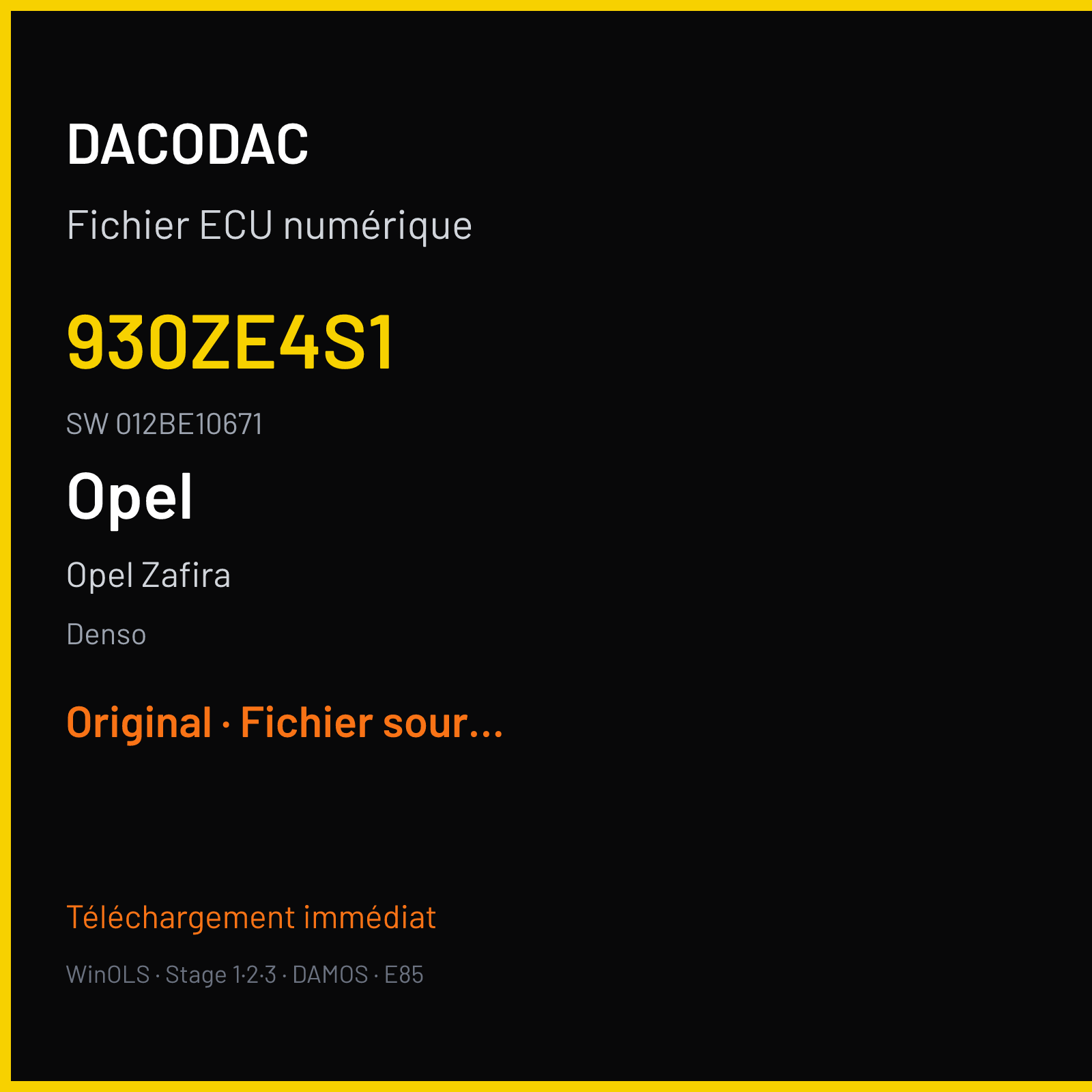 Opel Zafira — Denso — 930ZE4S1 · 012BE10671 · AU15NCLZR30J SH7058 — Original