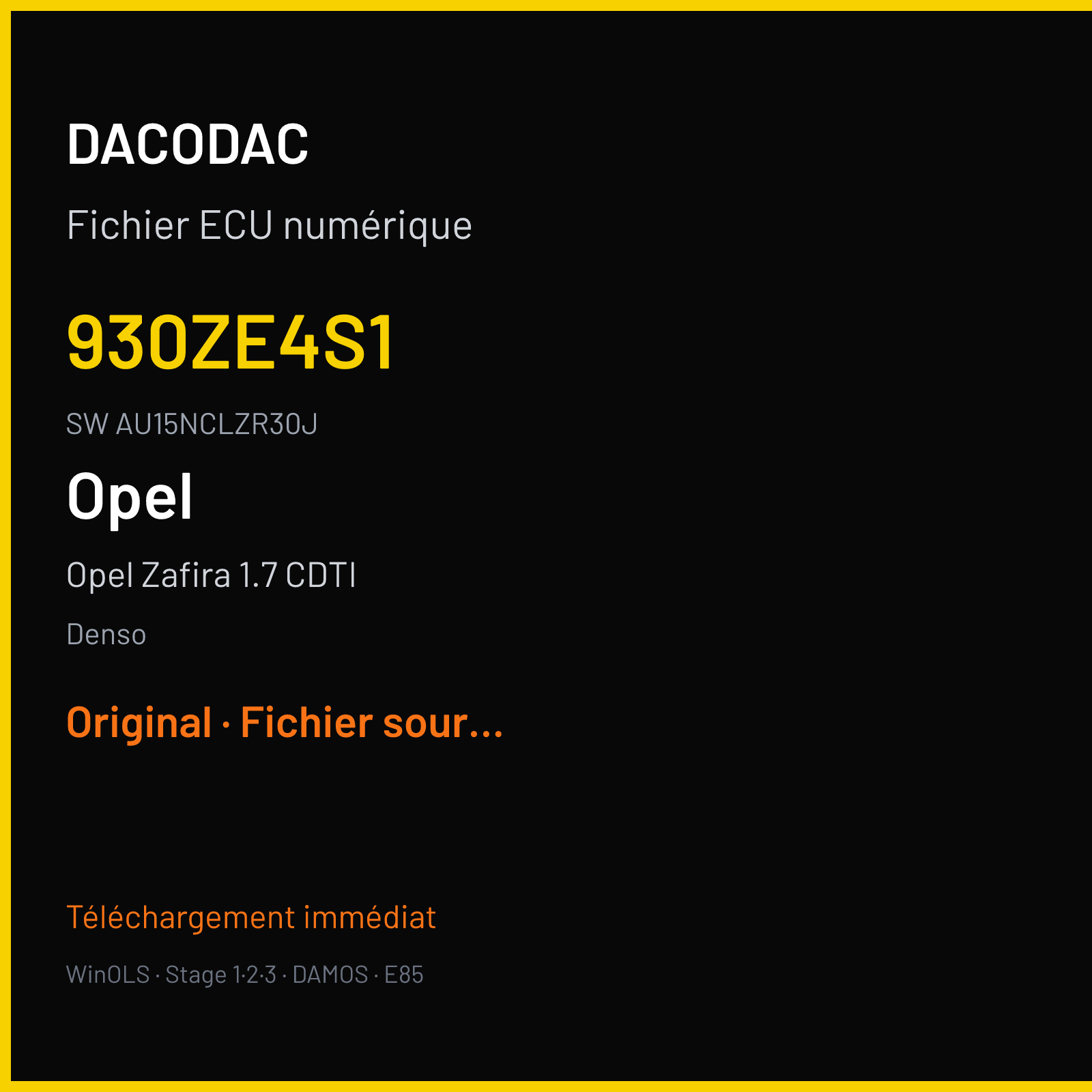 Opel Zafira 1.7 CDTI (2010) — Denso — 930ZE4S1 · AU15NCLZR30J — Original