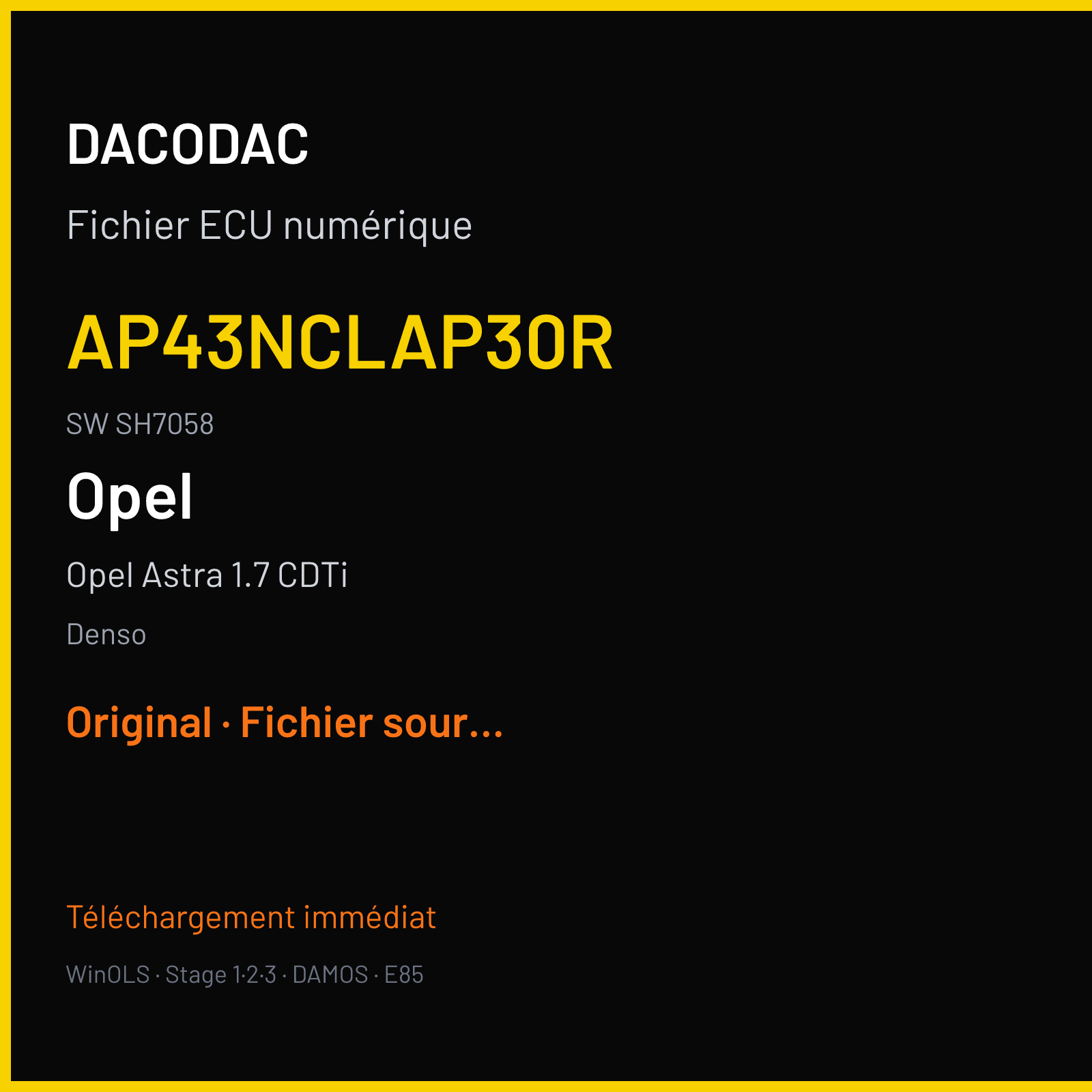 Opel Astra 1.7 CDTi (2007) — Denso — AP43NCLAP30R · SH7058 — Original