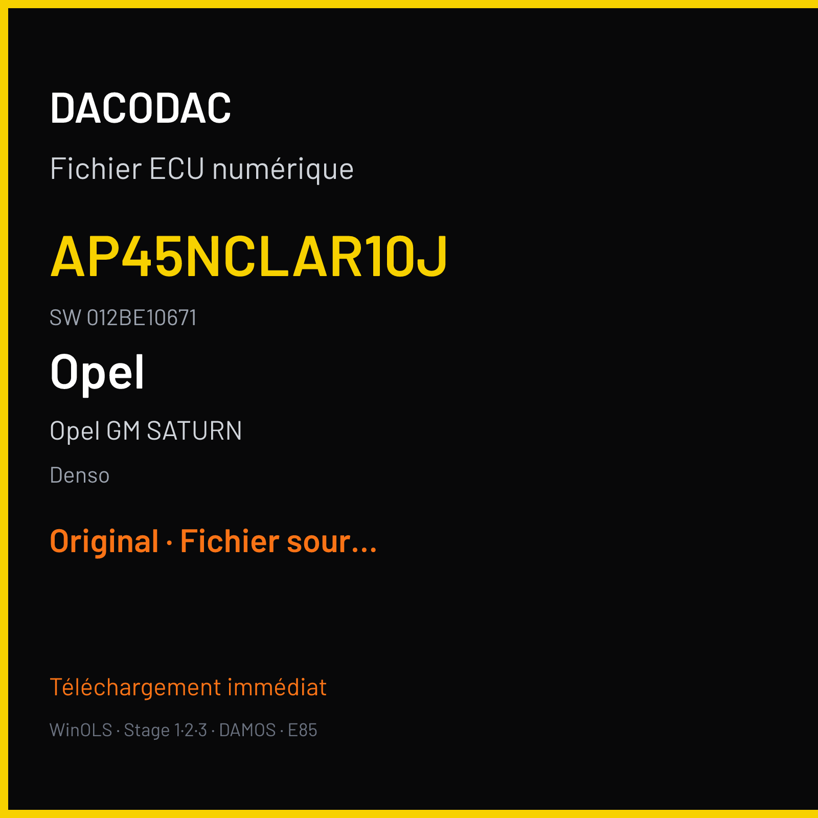Opel GM SATURN — Denso — AP45NCLAR10J · 012BE10671 — Original