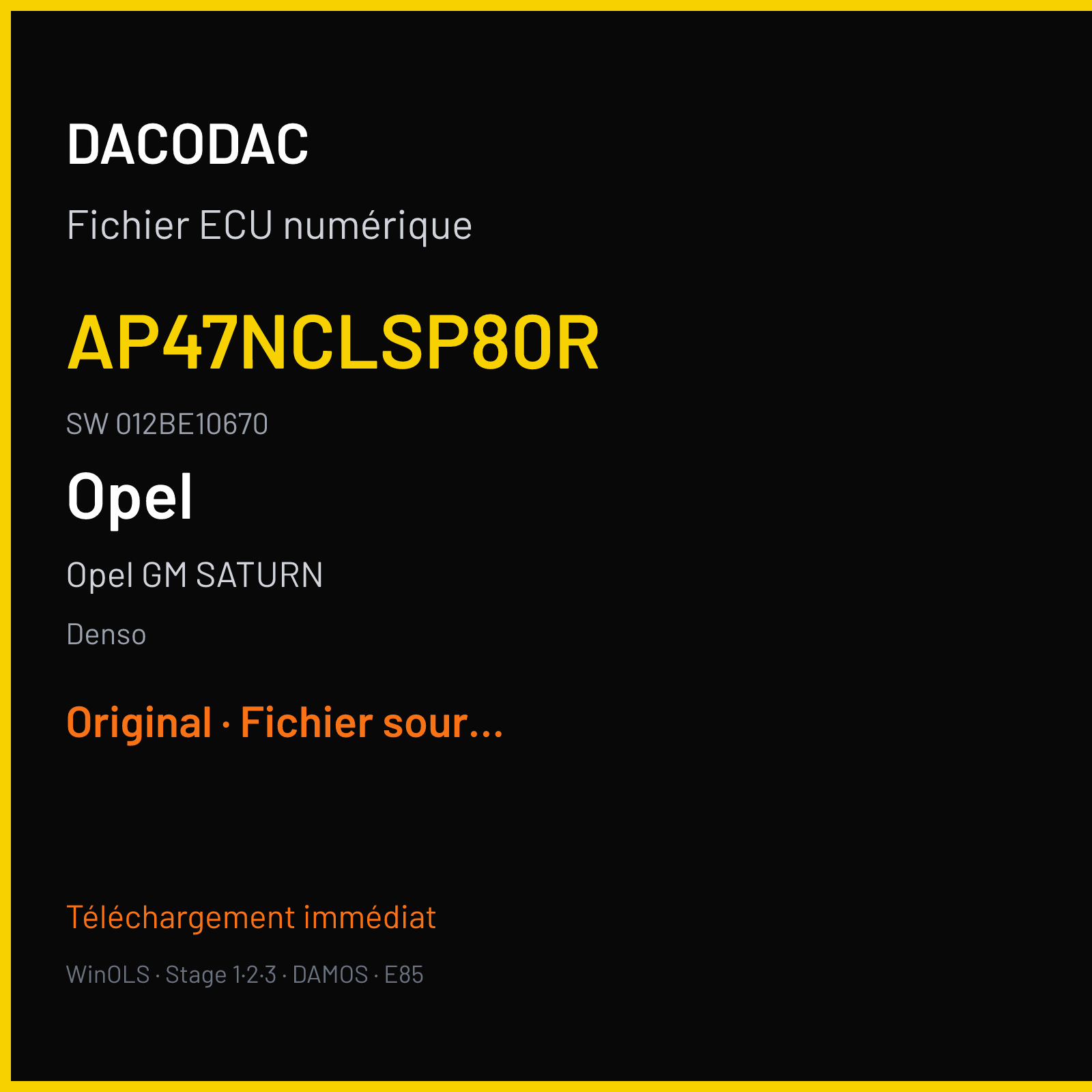 Opel GM SATURN 125 ch — Denso — AP47NCLSP80R · 012BE10670 — Original