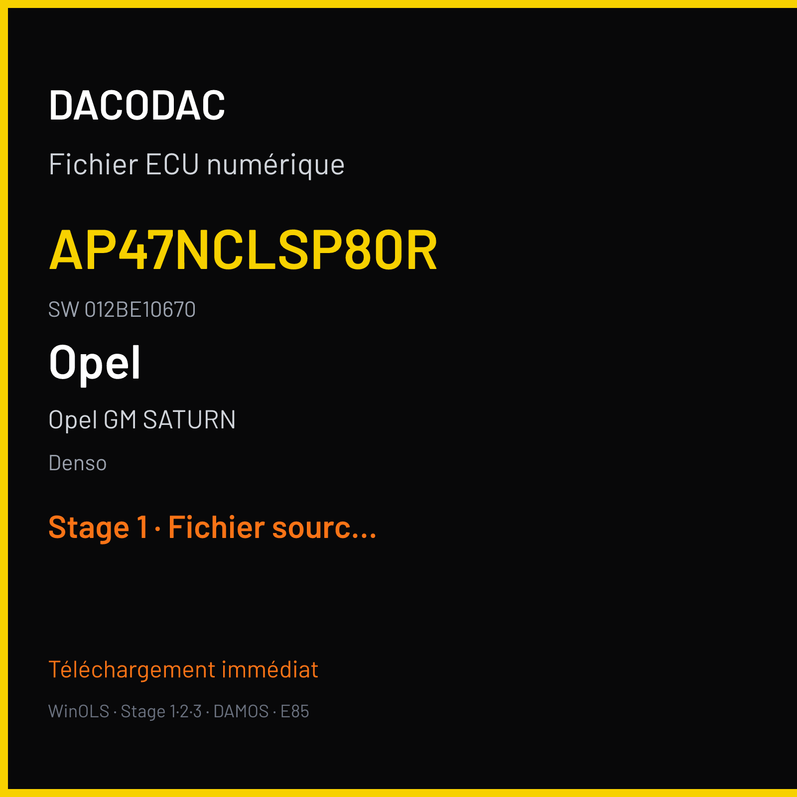 Opel GM SATURN 125 ch — Denso — AP47NCLSP80R · 012BE10670 — Stage 1