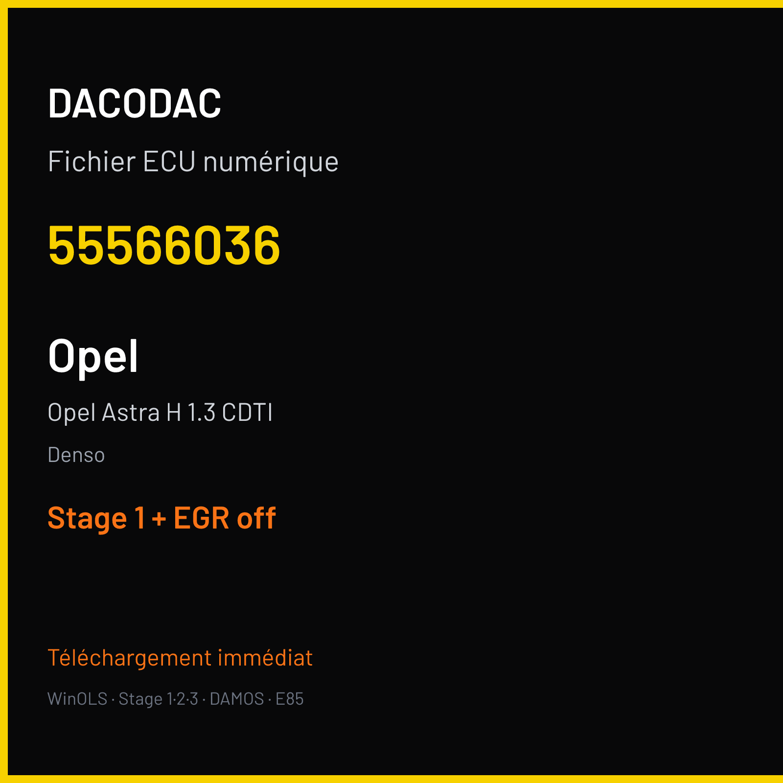 Opel Astra H 1.3 CDTI (2009) — Denso — 55566036 — Stage 1 + EGR off
