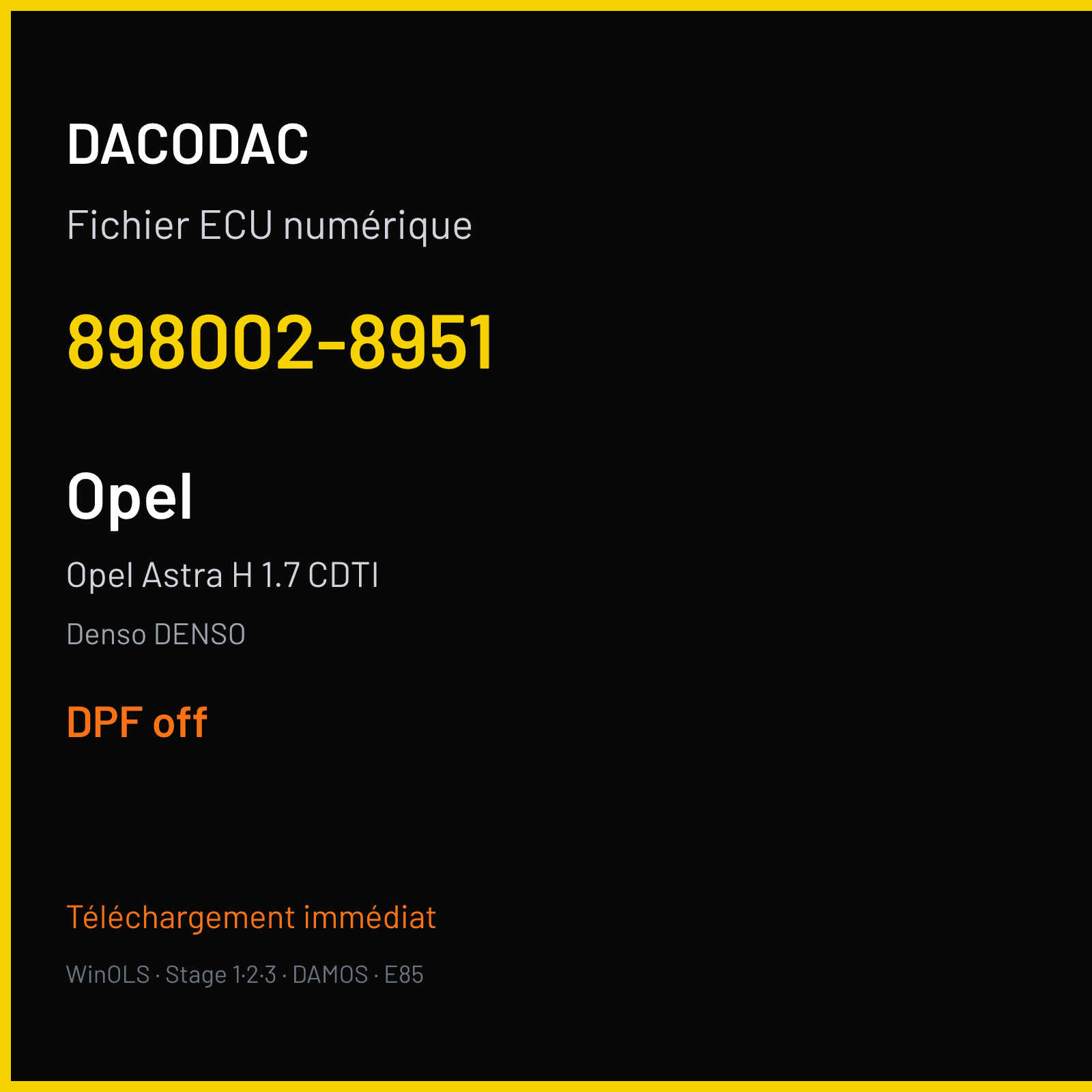 Opel Astra H 1.7 CDTI (2007) — Denso DENSO — 898002-8951 — DPF off