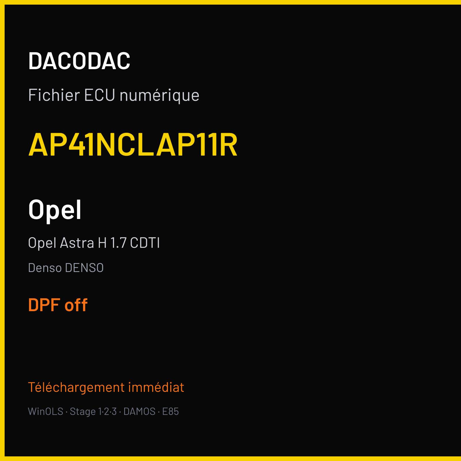 Opel Astra H 1.7 CDTI (2007) — Denso DENSO — AP41NCLAP11R — DPF off