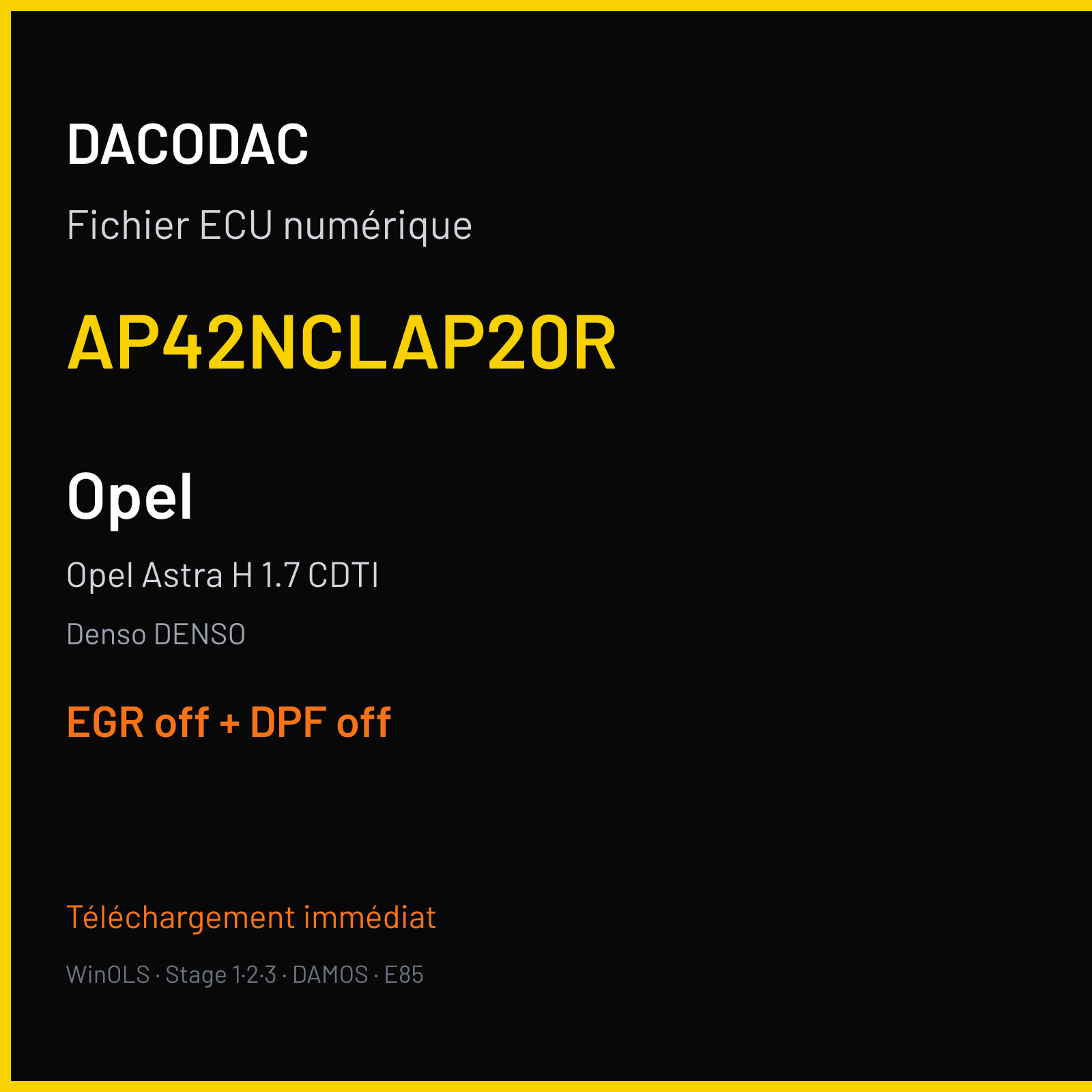 Opel Astra H 1.7 CDTI (2007) — Denso DENSO — AP42NCLAP20R — EGR off + DPF off