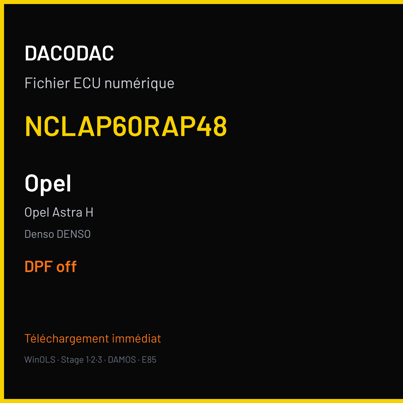 Opel Astra H (2008) — Denso DENSO — NCLAP60RAP48 — DPF off