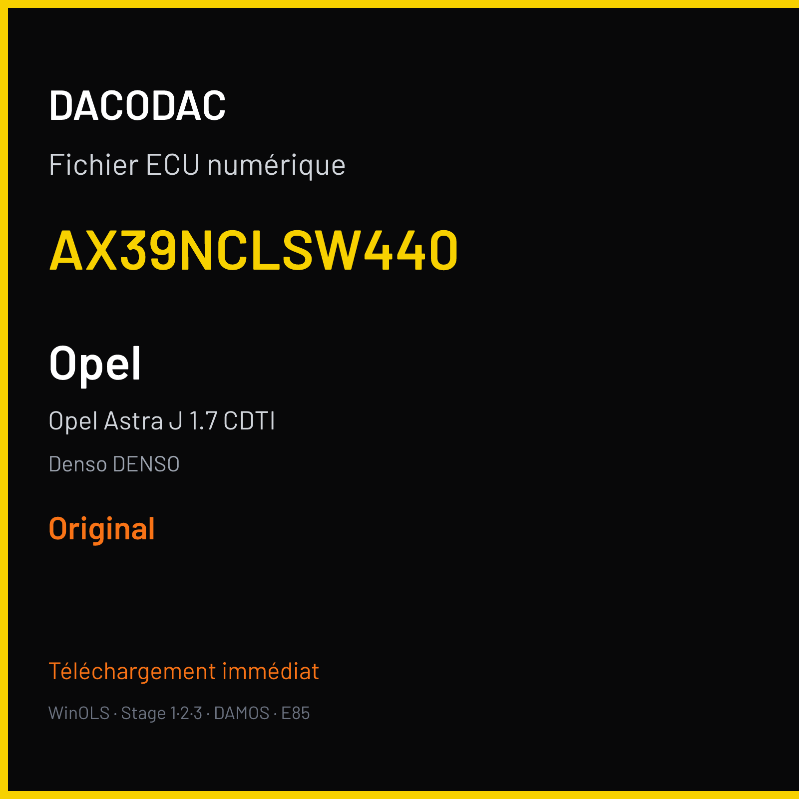 Opel Astra J 1.7 CDTI (2011) — Denso DENSO — AX39NCLSW440 — Original