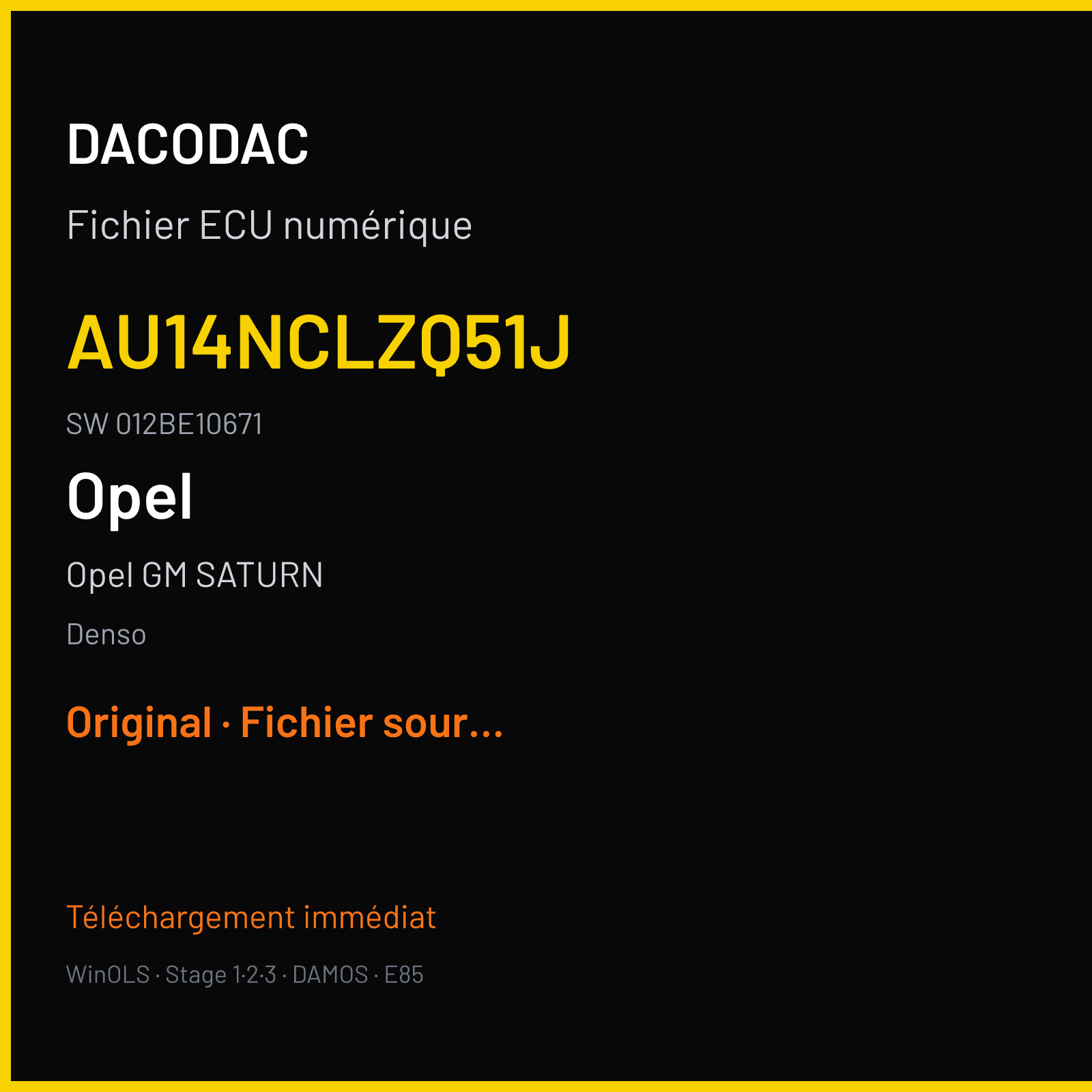 Opel GM SATURN — Denso — AU14NCLZQ51J · 012BE10671 — Original