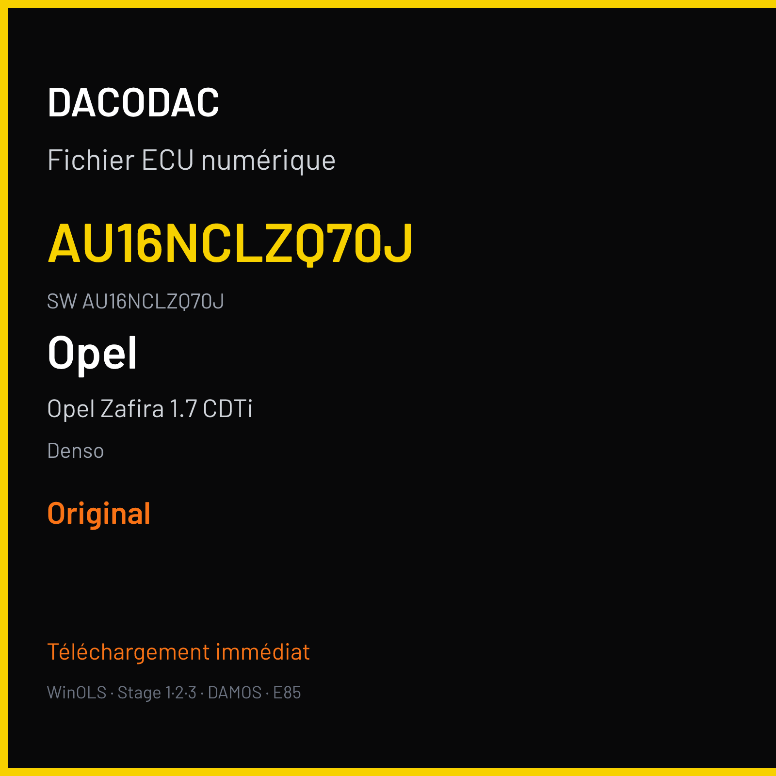 Opel Zafira 1.7 CDTi 110 ch (2012) — Denso — AU16NCLZQ70J · AU16NCLZQ70J — Original
